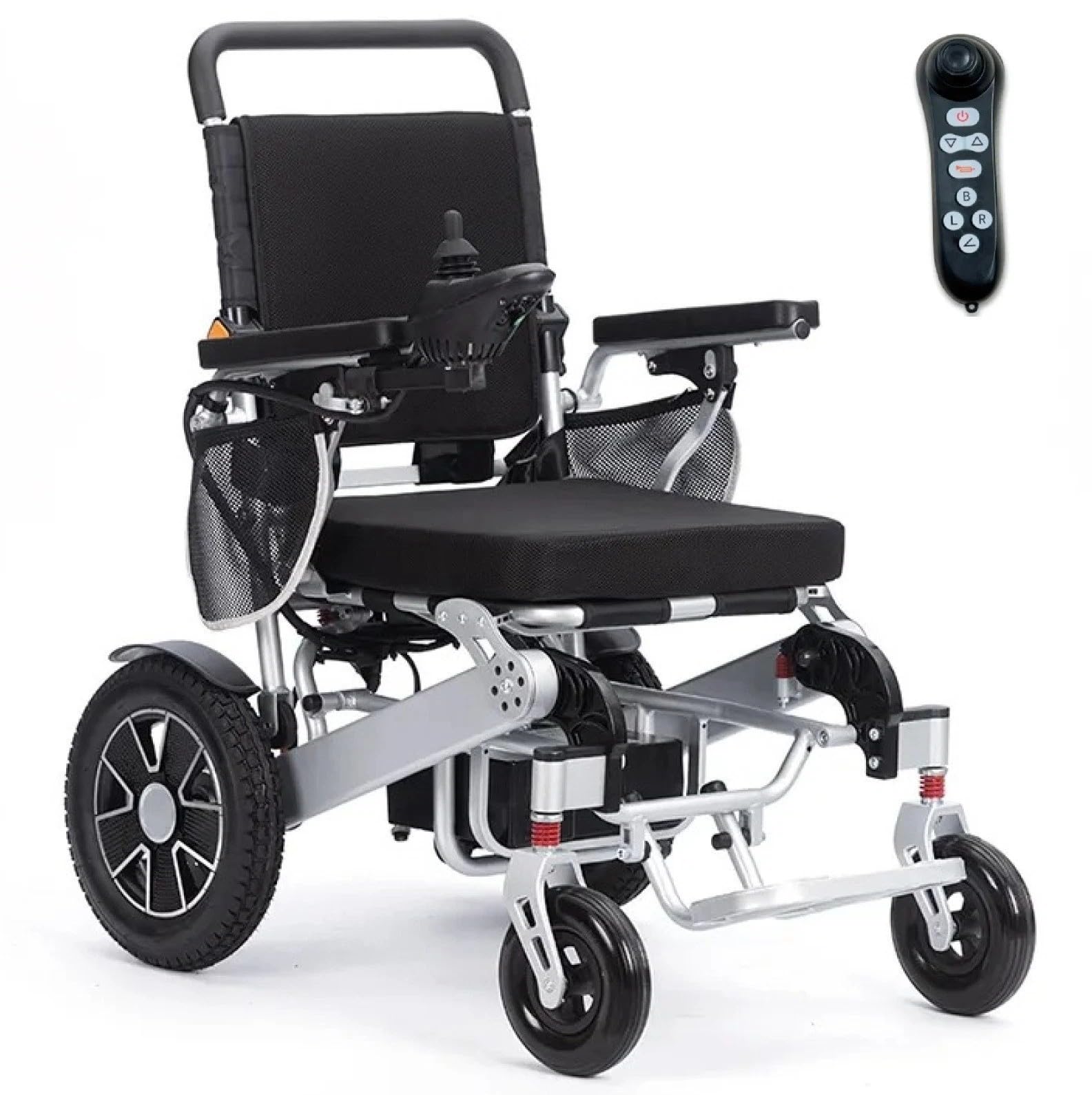 Sedia a rotelle elettrica pieghevole leggera, fino a 150 kg, pieghevole automatico, larghezza della seduta 47 cm, modello J26F