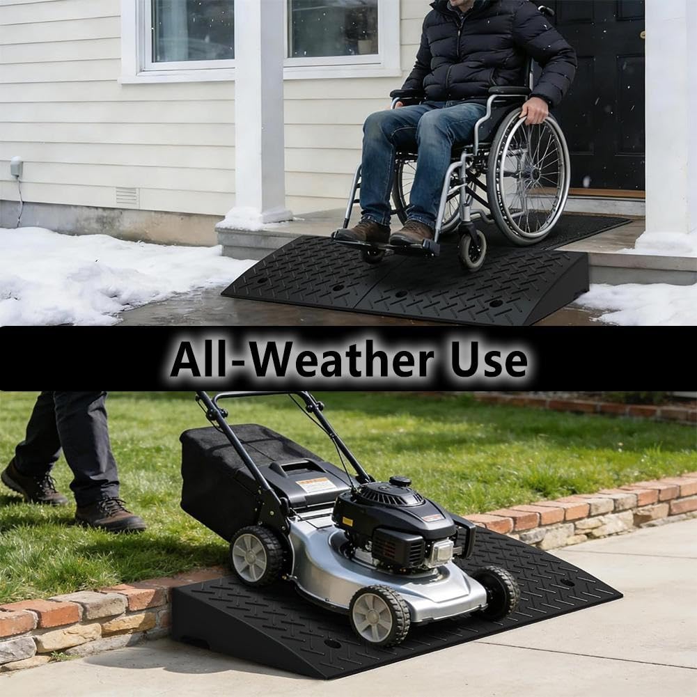 Rampa para Coche, Antideslizante Rampa de Carga 22000 LB de Capacidad | L 50 cm x W 80 cm, Altura de 10-15 cm, para Silla de Ruedas Coche Moto Scooter(13cm/5.1" H)