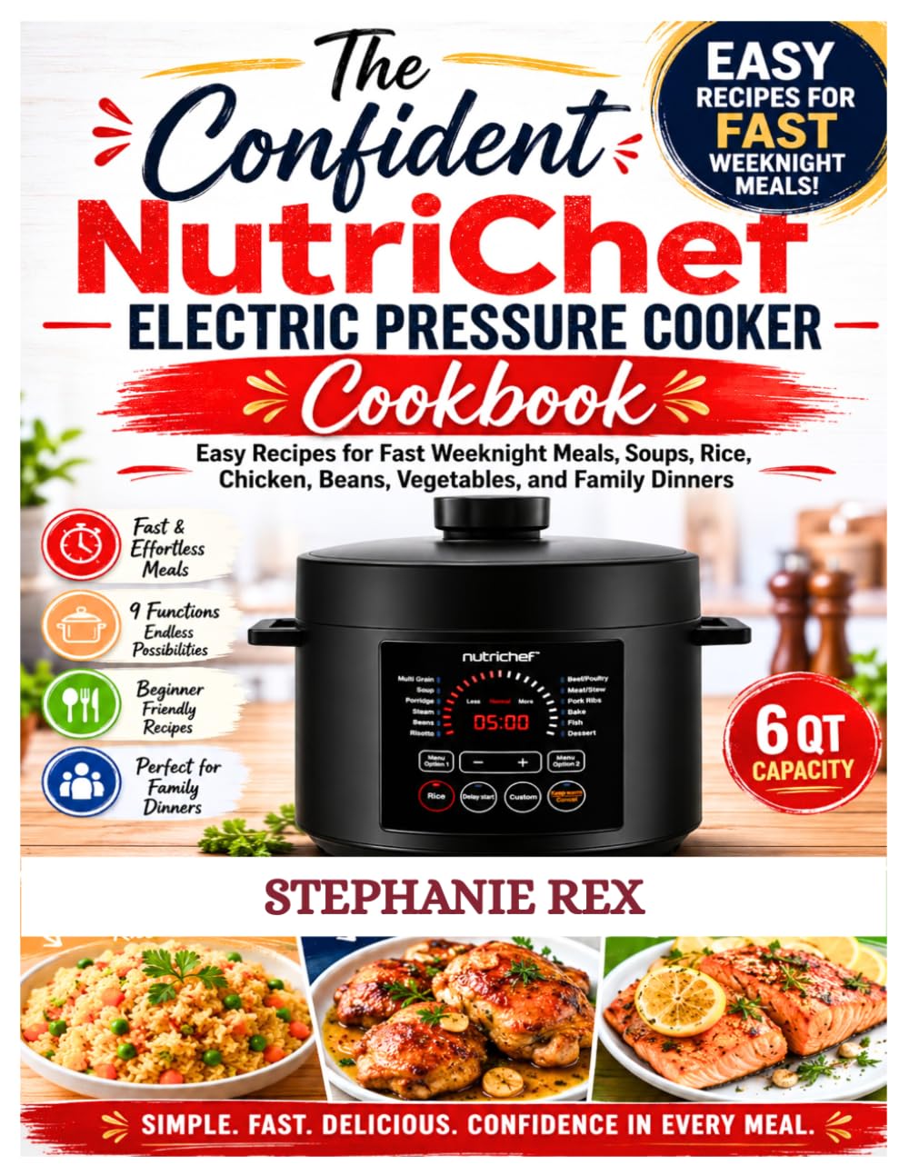 The Confident NutriChef Electric Pressure Cooker Cookbook: Easy Recipes for Fast Weeknight Meals, Soups, Rice, Chicken, Beans, Vegetables, and Family Dinners (Smart Kitchen Appliance Recipes)