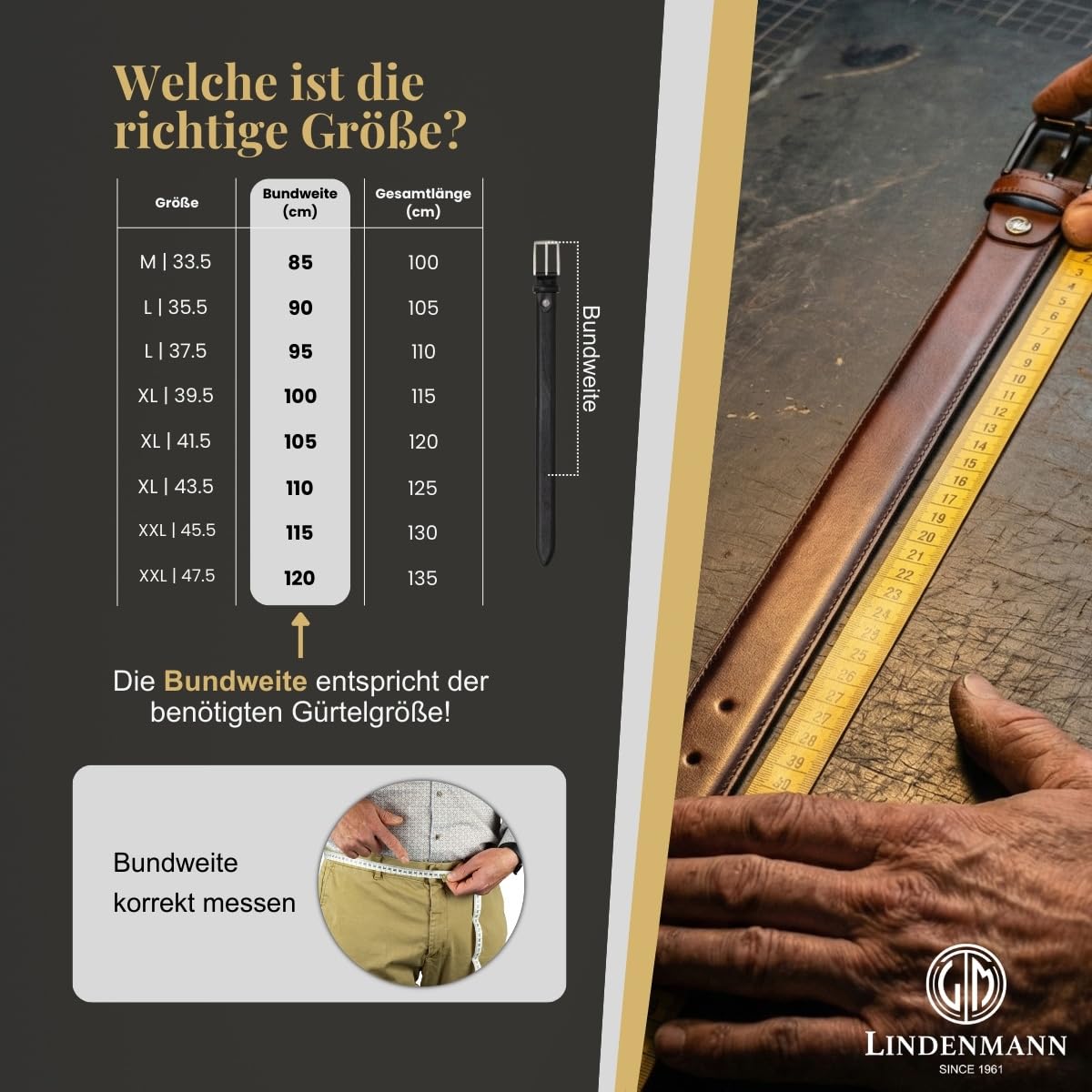 LINDENMANN Wendegürtel für Herren in Schwarz und Braun, Vollledergürtel aus 100% Rindleder, kürzbar mit drehbarer Klippschließe