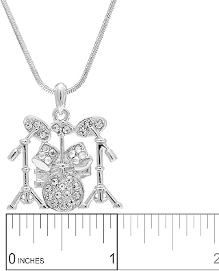 Spinningdaisy Crystal Drum Set Necklace Flat Drum Silver
