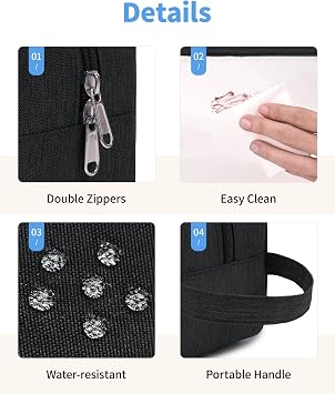 Narwey Clear Travel Toiletry Bags for Traveling Toiletries Men Women, Clear Makeup Bag Cosmetic Bag with Zipper, Make Up Pouch Organizer Bag with Handle, Skincare Beach Snack Medicine Bag, Black