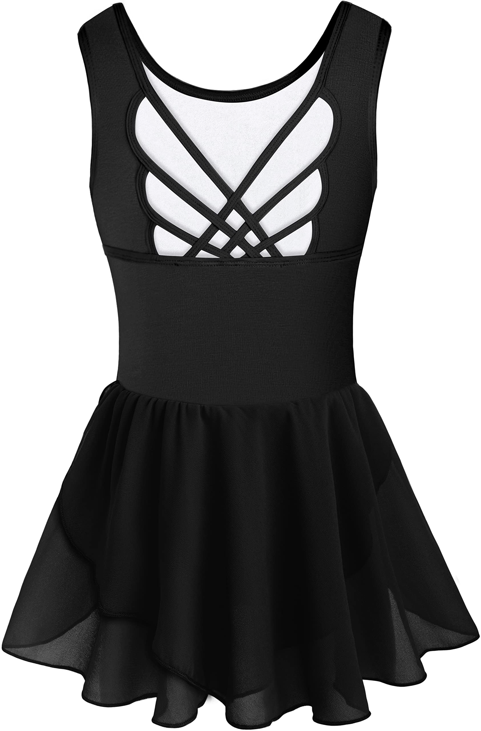 Girls Tank Ballet Leotards with Skirt Toddler Dance Dress Cute Butterfly Hollow Back