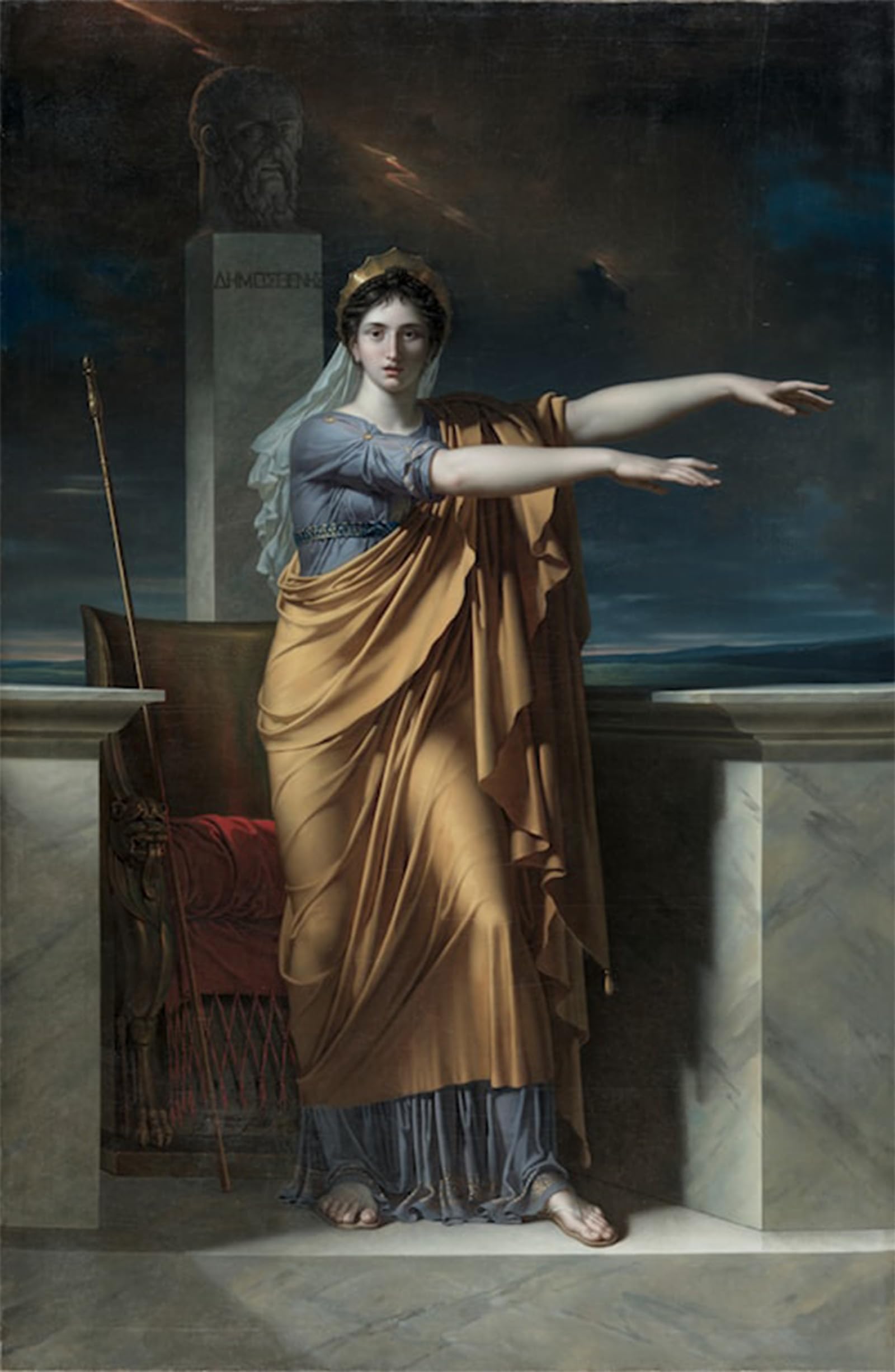 HRJUBWREE Oil Painting Prints on Canvas Painting Picture Polyhymnia Muse of Eloquence by Charles Meynier Artwork Canvas Prints for Home Decor 60x90cm