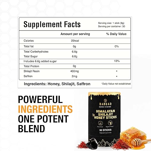 Vista 7 de Pure Himalayan Shilajit Honey Sticks with Saffron – 30 Count 75%+ Fulvic Acid, 85+ Trace Minerals Natural Energy & Immunity Booster Easy