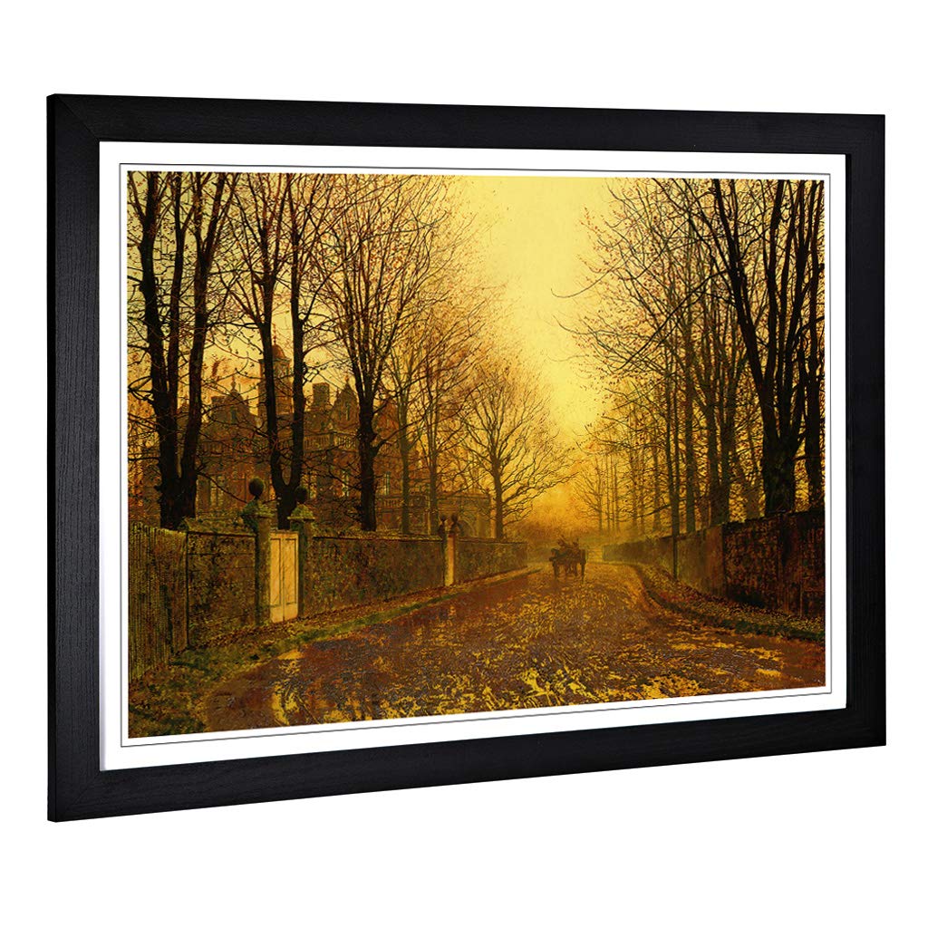 John Atkinson Grimshaw Autumn Evening Framed Wall Art Print A2 Black