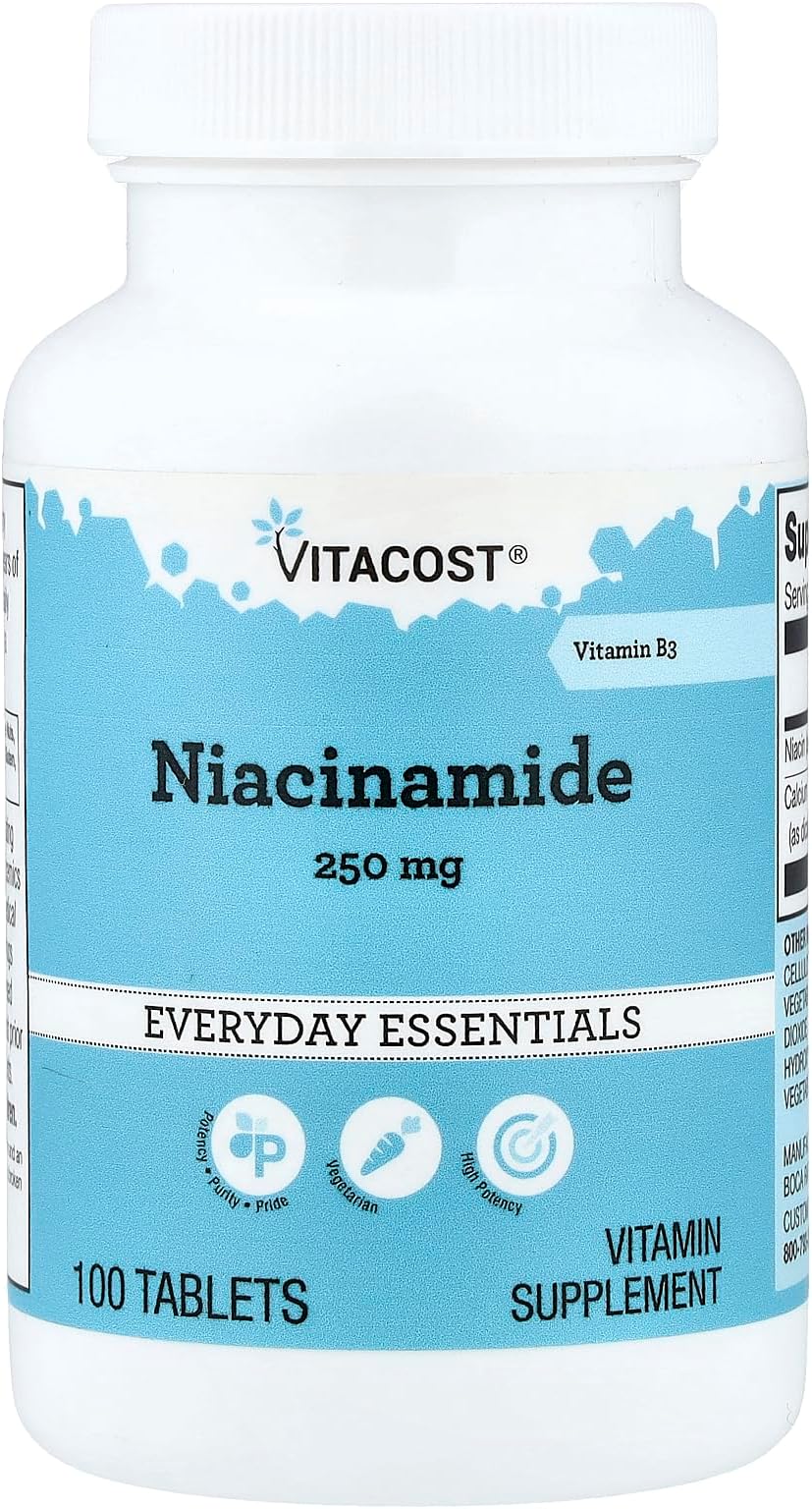 Vitacost Niacinamide (Vitamin B-3) - No Flush Niacin - 250 mg - 100 Tablets