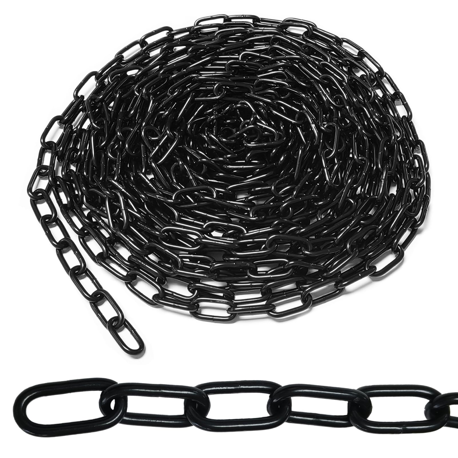 10M Stahlkette aus Kohlenstoffstahl, 3mm Starke Stahlkette, Metall Gliederkette Sicherheitskette, Kette Schwarz für Hundekette, Lampenkette, Schaukelkette, Hängesesselkette, Zaunkette