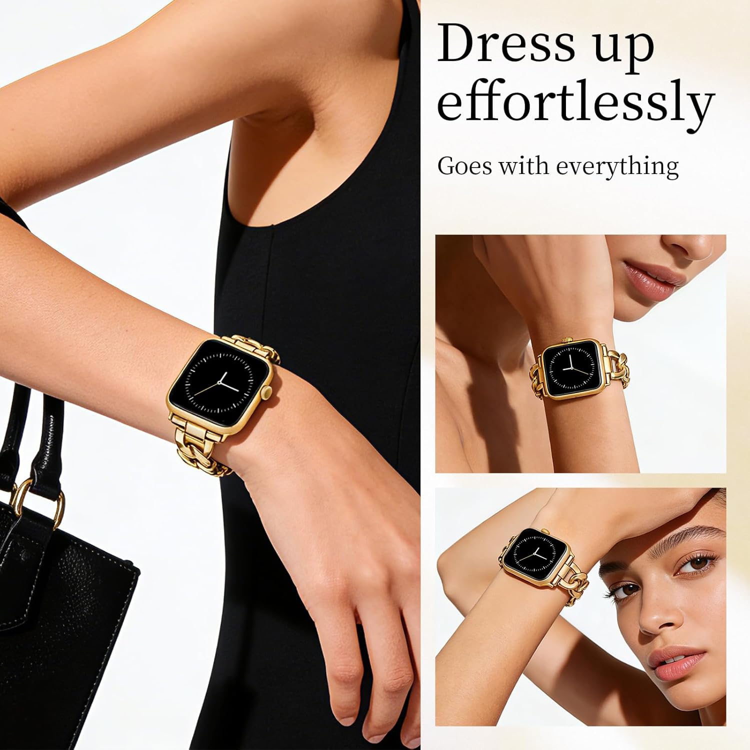 Watch Bands for Women Compatible with Apple Watch 38mm 40mm 41mm 42mm 44mm 45mm 46mm 49mm Metal Band Cowboy Steel Chain Bracelet for iWatch Series 11 10 9 8 7 6 5 4 SE 3/2/1 Women Dressy Watch Band - Image 6