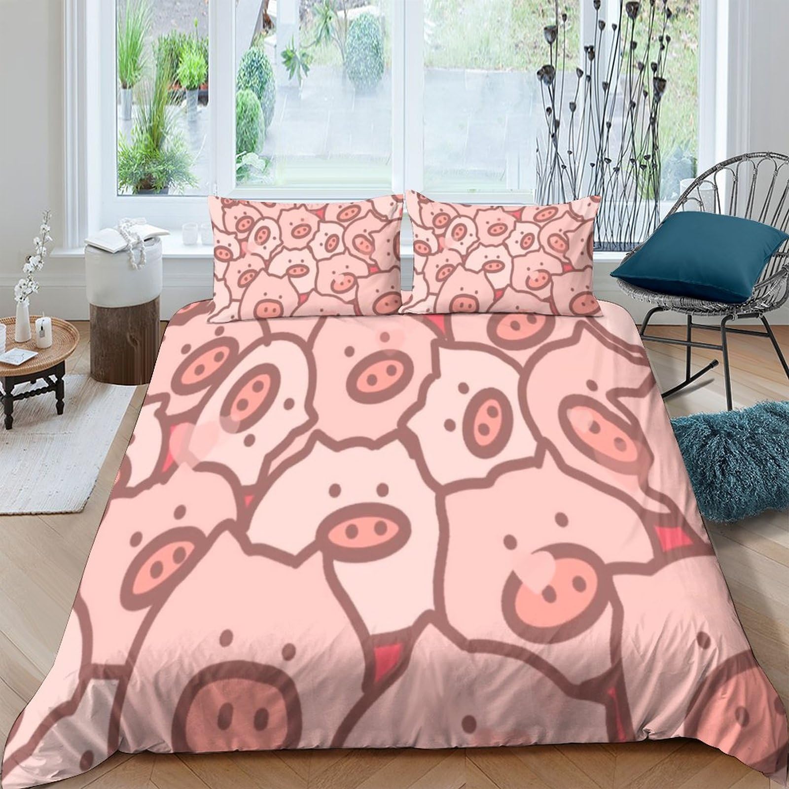 Housse de couette cochon IOFEER en microfibre douce avec zip