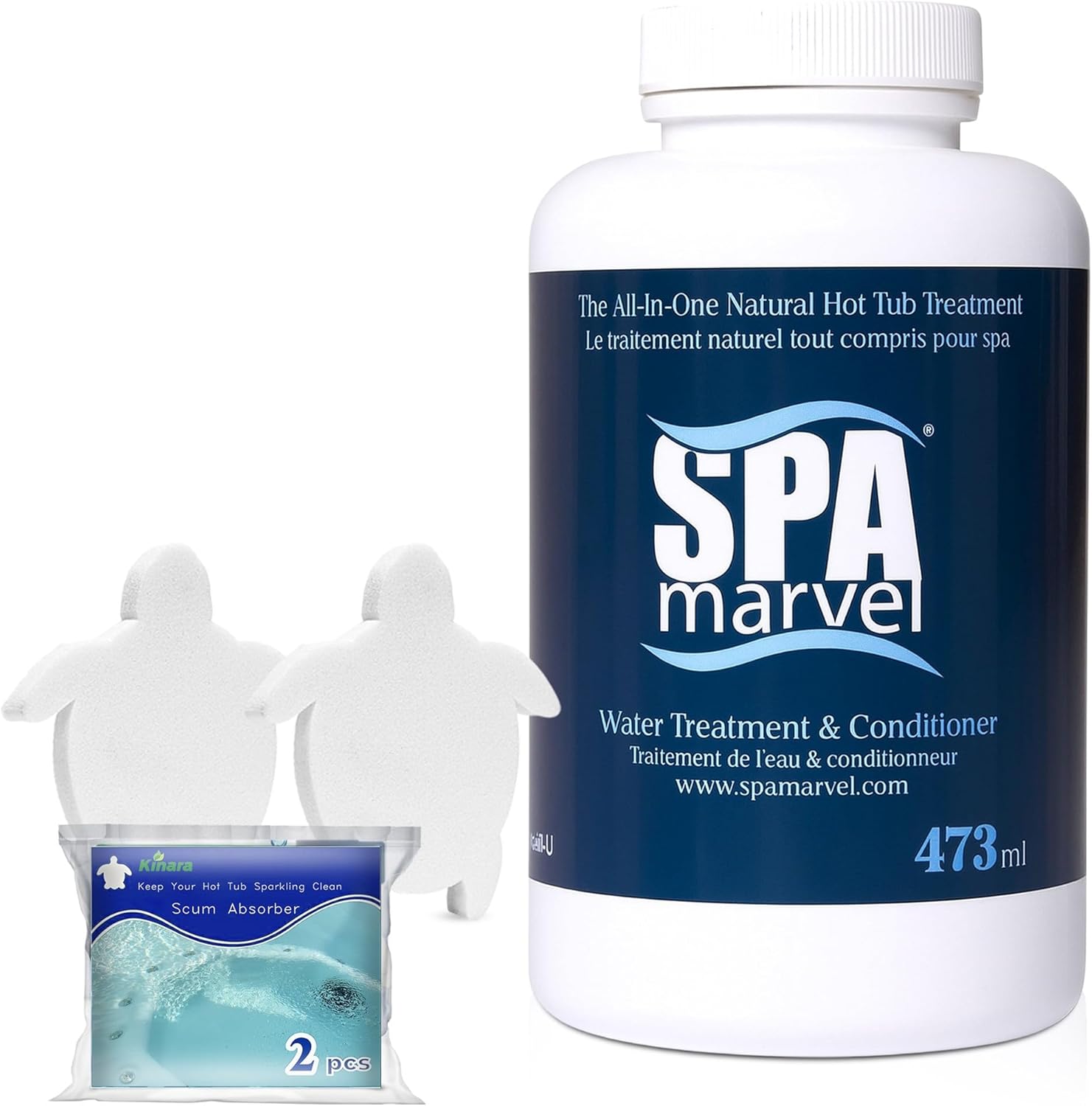 Spa Marvel Water Treatment & Conditioner  Enzyme-Based Hot Tub Water Care  Improves Water Quality, Comfort & Odor  Helps Reduce Chemicals  16 fl oz  Lasts 30 Days  Includes 2 Sponges