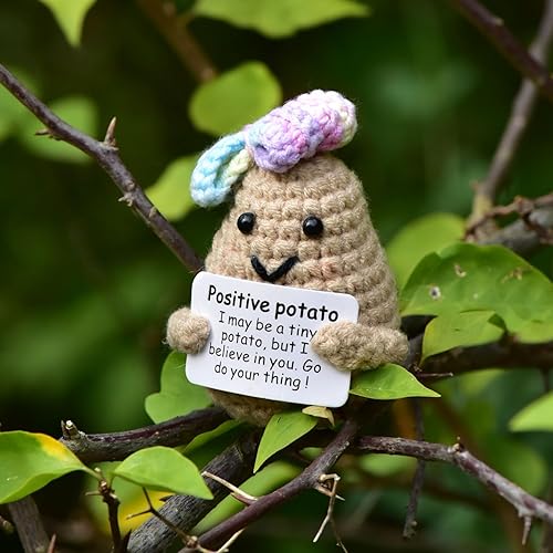 Miniatura 3 de qyqkfly 1 mini patata divertida y positiva, creativa, de punto, única, interesante, tarjeta de celebración de patatas positivas, decoración de