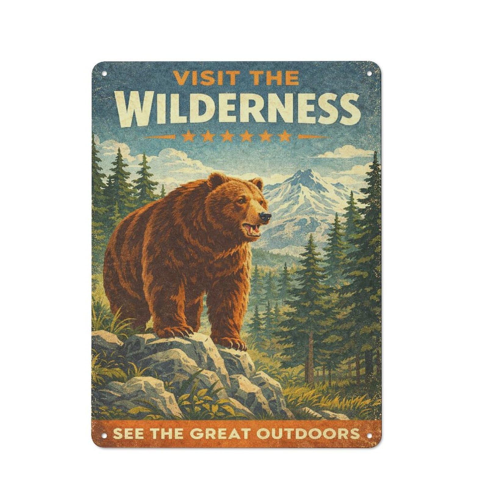 Junmoney Style-16 Metal Sign 40X30cm With Visit The Wilderness Vintage For Hallway Wall, Retro Decor, Gift For Hallway Decor Lovers During The Christmas Season