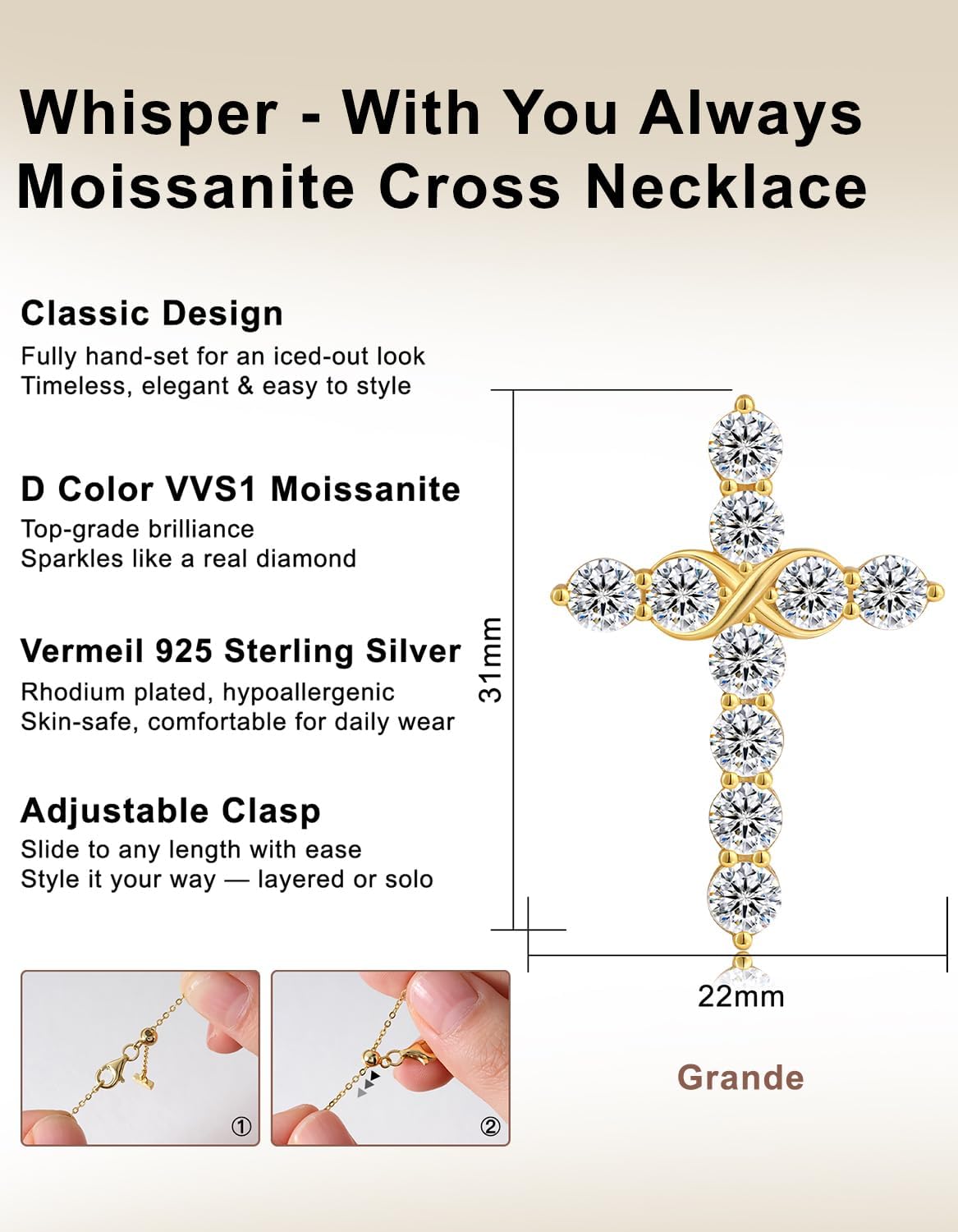 KRKC&CO Moissanite Cross Necklace for Women: 0.6-4.3ct D-Color VVS1, 14K 925 Sterling Silver, Hypoallergenic Pave-Set Cross Pendant, Gift for Birthday Wedding, Luxurious Gifts Jewelry Box - Image 4