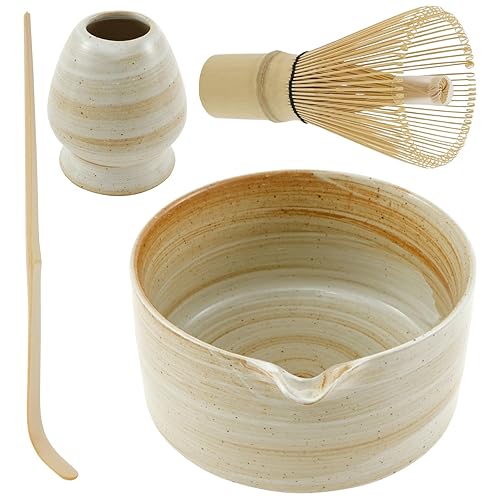 4Pcs Bamboo Matcha Whisk Set, Elegant Matcha Tea Set with Whisk and Bowl, Matcha Spoon, Whisk Holder, Japanese Matcha Set, Matcha Starter Kit, Manual Matcha Making Kit, Ideal Matcha Kit for Tea Lovers - Light Green
