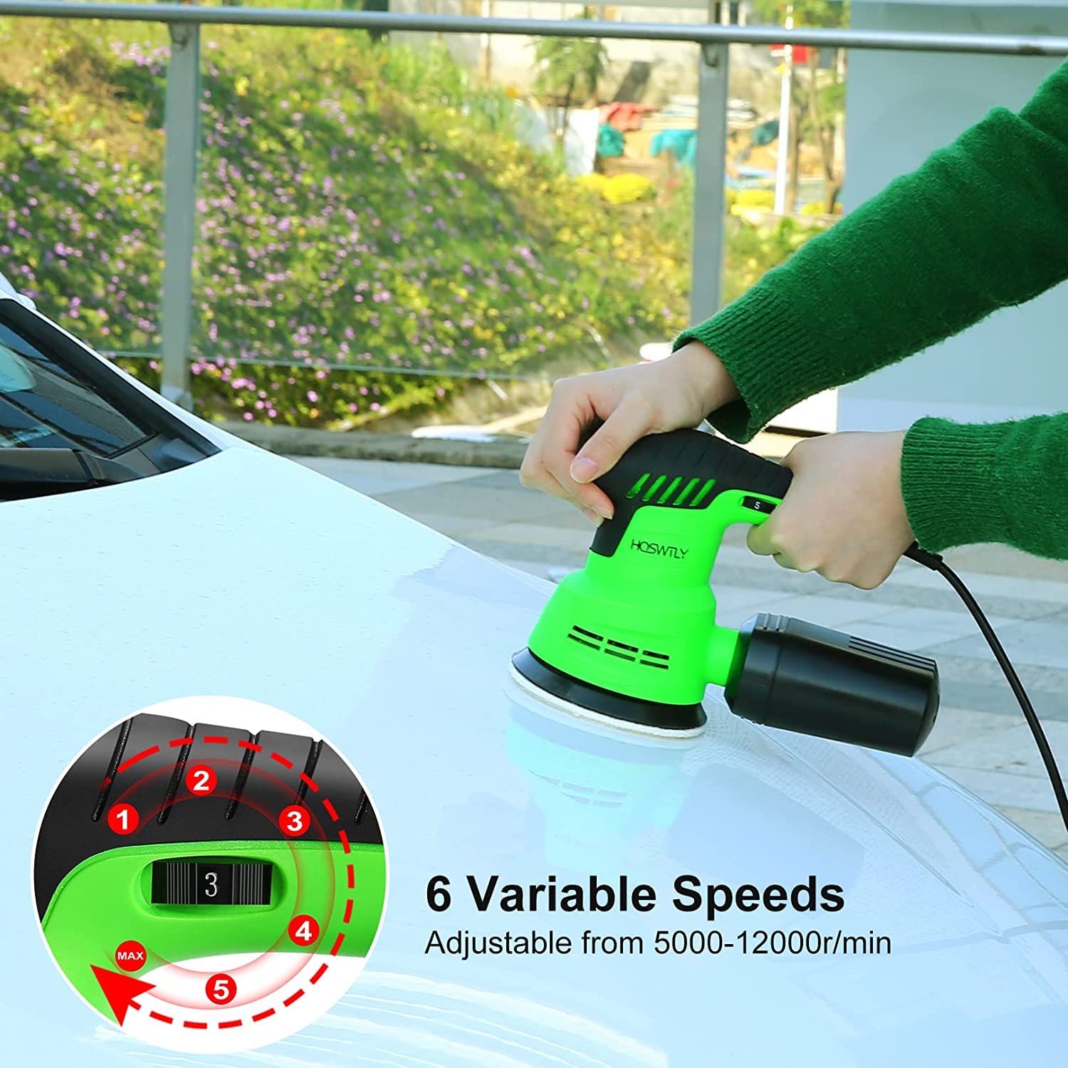 HOSWTLY 12000 dev/dak eksantrik zımpara makinesi, 7 değişken hız