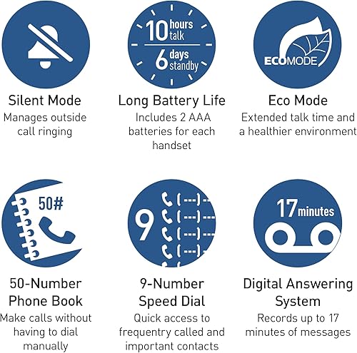 Vista 7 de Panasonic KX-TGC253B DECT 6.0 Teléfono fijo de 3 teléfonos con contestador automático (renovado)