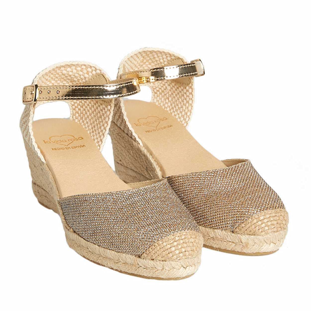 Alpargatas Cuña Cómoda Mujer Hechas en España - Sandalias Yute Natural | Plantilla Foam Acolchada, Cierre Hebilla y Tejido Técnico Transpirable - Zapatos Artesanales Cómodos para Verano y Caminar