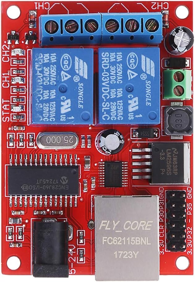Pinhaijing LAN Ethernet 2 Way Relay Board Delay Switch TCP/UDP Controller Module Web Server