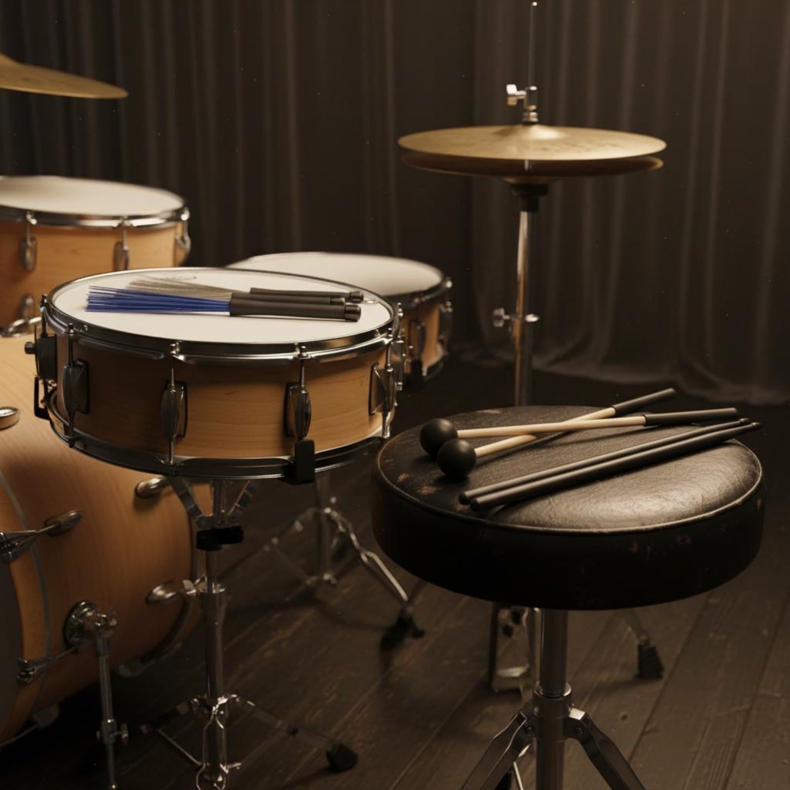 Drumsticks Bacchette Batteria Set Completo Bacchette Spazzole Mazze Bastoncini Accessori Percussioni Suoni Diversi con Borsa Organizzazione Adatto per Prove Band Concerto Scuola Musica