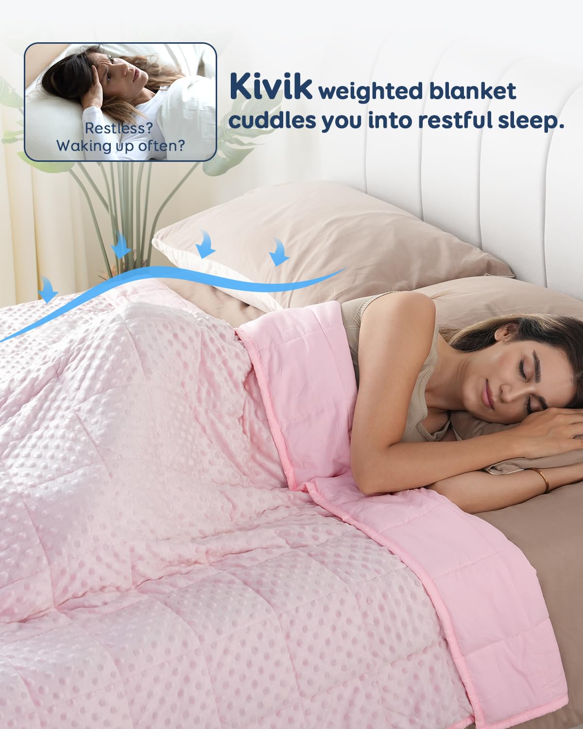 Kivik Manta con peso de 15 libras para adultos, mantas pesadas de lunares Minky, mantas reversibles de microfibra para todas las estaciones, lavable a máquina, tamaño individual de 48 x 72 pulgadas,