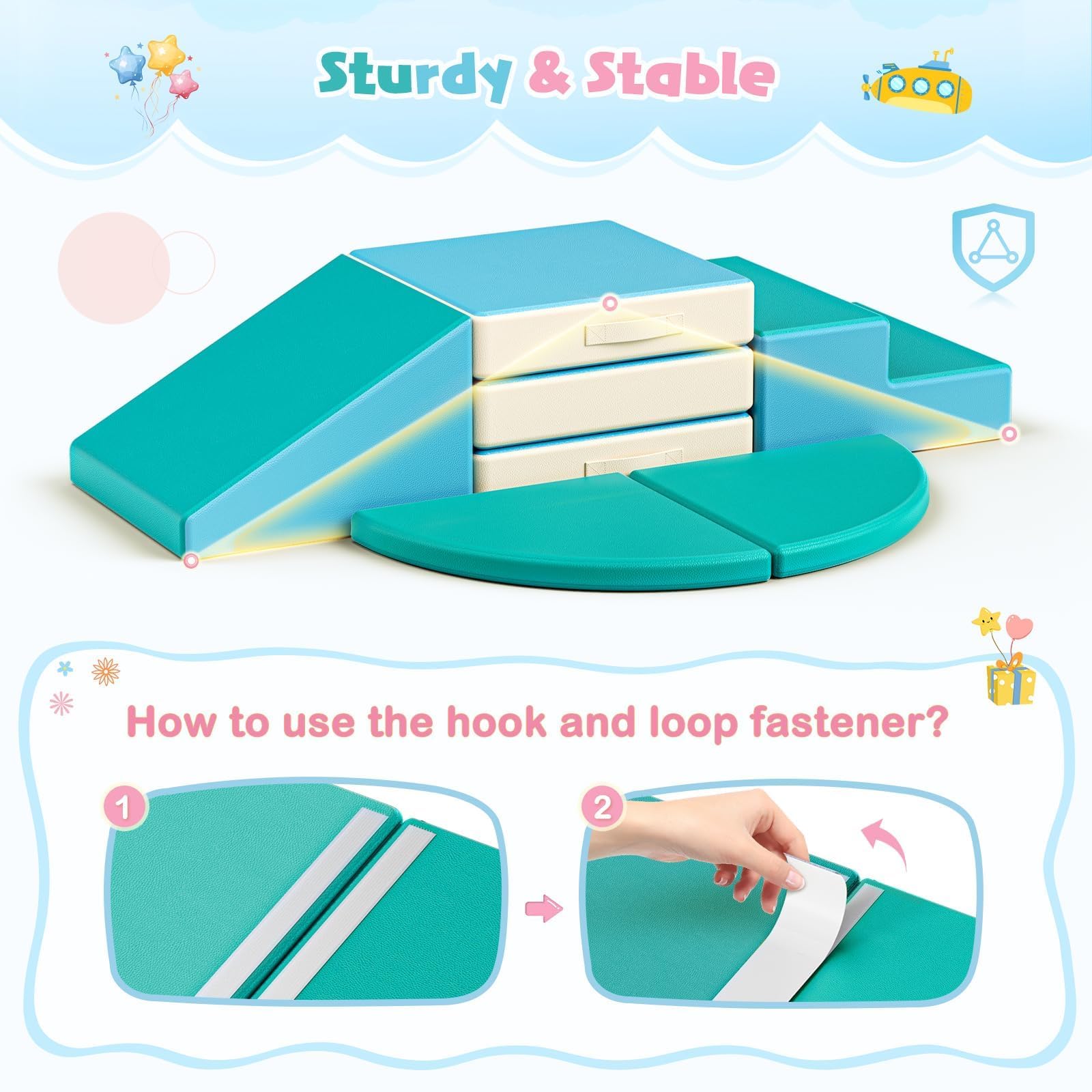 5P-Soft Climbing Blocks, Baby Soft Play Climbing Blocks, High-density Pearl Cotton, PU Cover Scratch-Resistant Clean Easily - Image 5