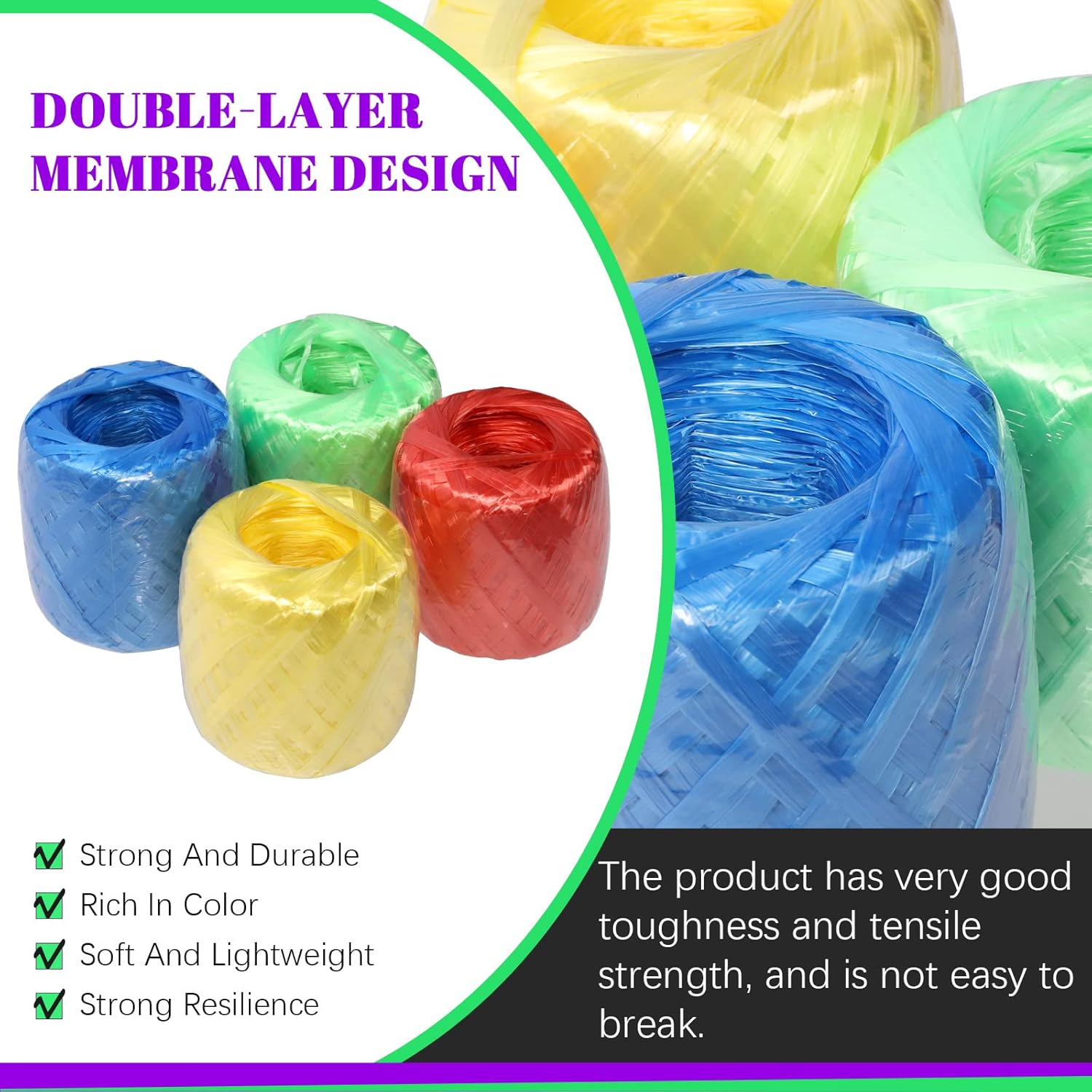 Swpeet 4 Rolls 4 Clors 200 Yards Polyester Nylon Plastic Rope Twine Household Bundled with Scisccor Assortment Kit Perfect for Polyester Nylon Plastic Rope Twine Household Bundled