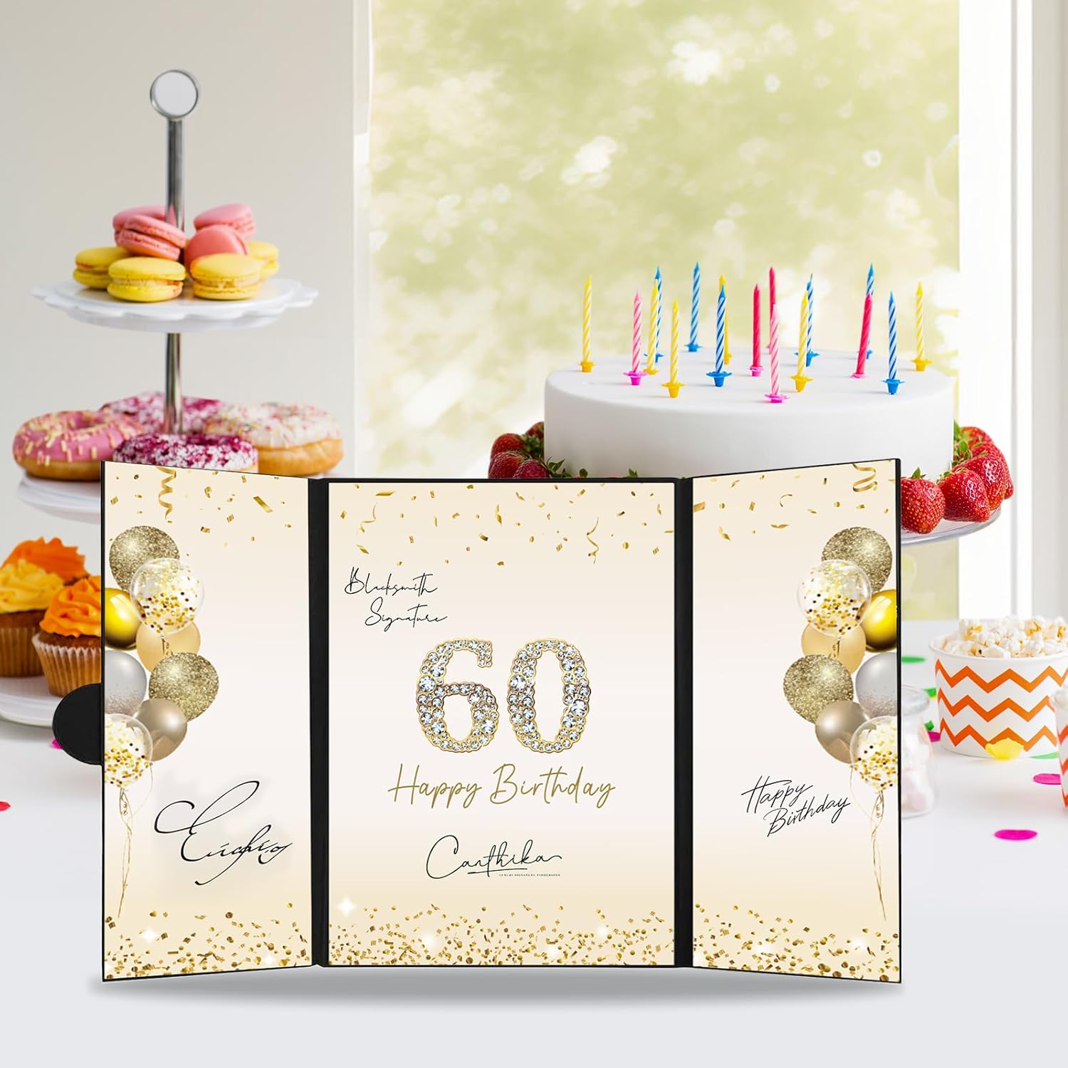 60th Birthday Party Decorations, Signing Card Board with Magnetic Closure, Happy 60th Birthday Signature Book Keepsake Memory Signing Guest Book for Men and Women Cheers to 60 Years Old Gifts - Image 5