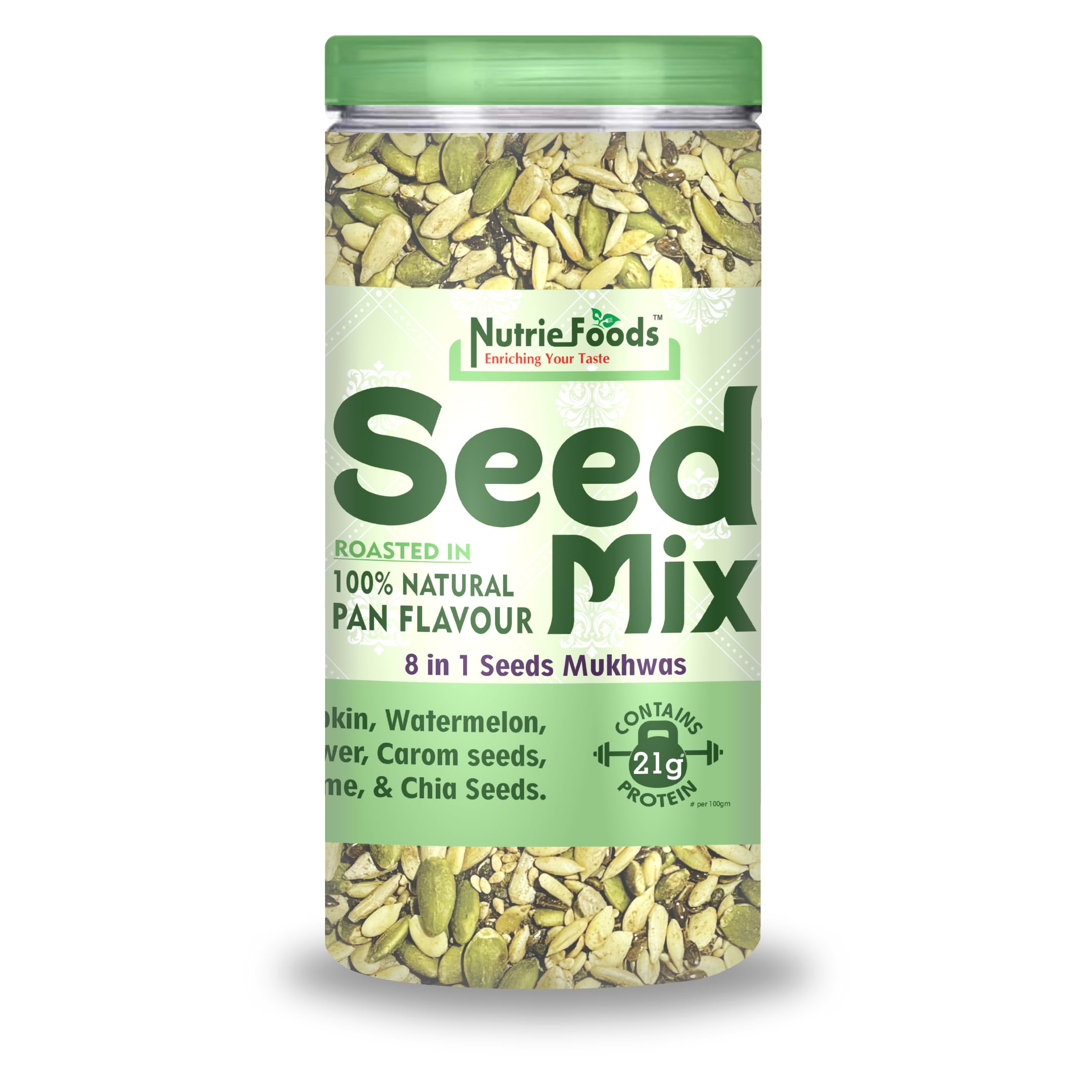 "NUTRIEFOODS" Enriching Your Taste 8 in 1 Crunchy Seed Mix Mukhwas (Mouthfreshner) | Roasted in 100% Natural Plant Based Pan Flavoring | Sunflower, Chia, Flax, Pumpkin, Watermelon, Sesame & Ajwain Seeds (180gm) (B0C3Z641PC) Amazon Price History, Amazon Price Tracker