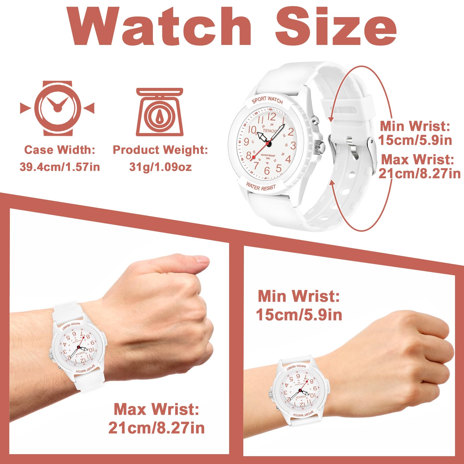 Waterproof Nurse Watch for Medical Professionals Students Women Men, Night Light, 12/24 Hour Military Time Easy to Read Dial, Second Hand Watch for Nursing Day Gifts