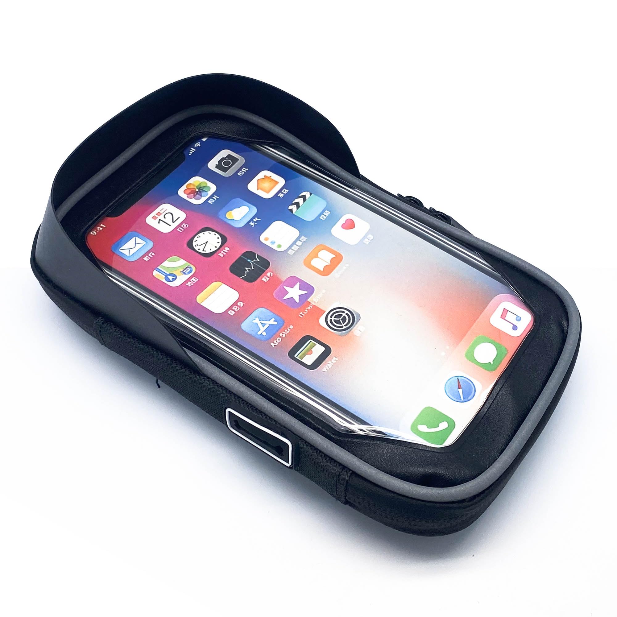VIAVITO Bicycle Smartphone Holder Adjustable Quick Release Handlebar Mounted Cycling Mobile Cell Phone Bag with Touchscreen, Storage, Sun Visor and Waterproof Design
