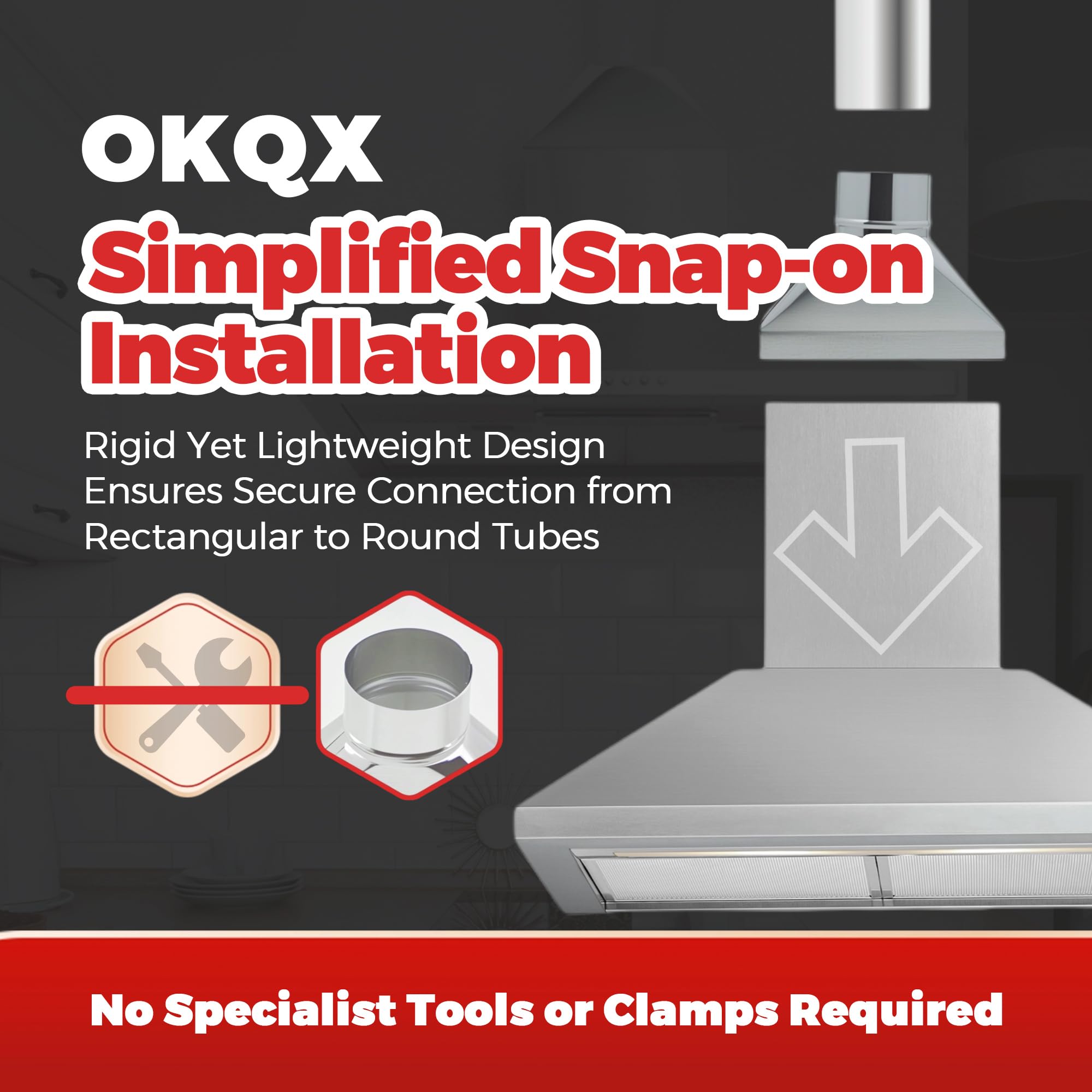 6'' Dia To 3-1/4" X 10" Galvanized Transition Duct Rectangular To Round Adapter For Microwave Vent Kit Range Hood HVAC Ventilation Systems