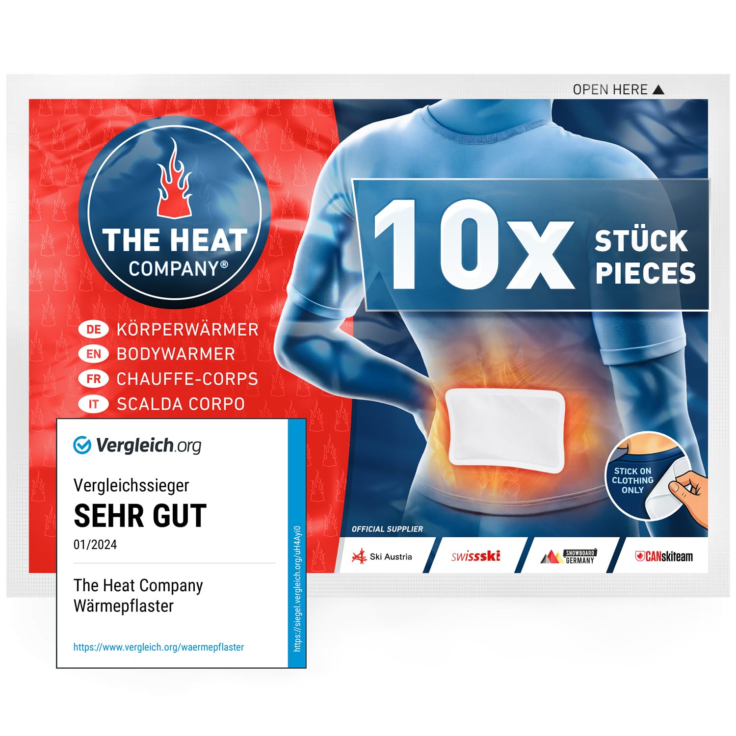 The Heat Company Bodywärmer - 10, 20 oder 40 Stück - Wärmepflaster Rücken & Nacken - EXTRA WARM - Körperwärmer - Rückenwärmer - 12 Stunden wohlige Wärme - luftaktiviert - rein natürlich