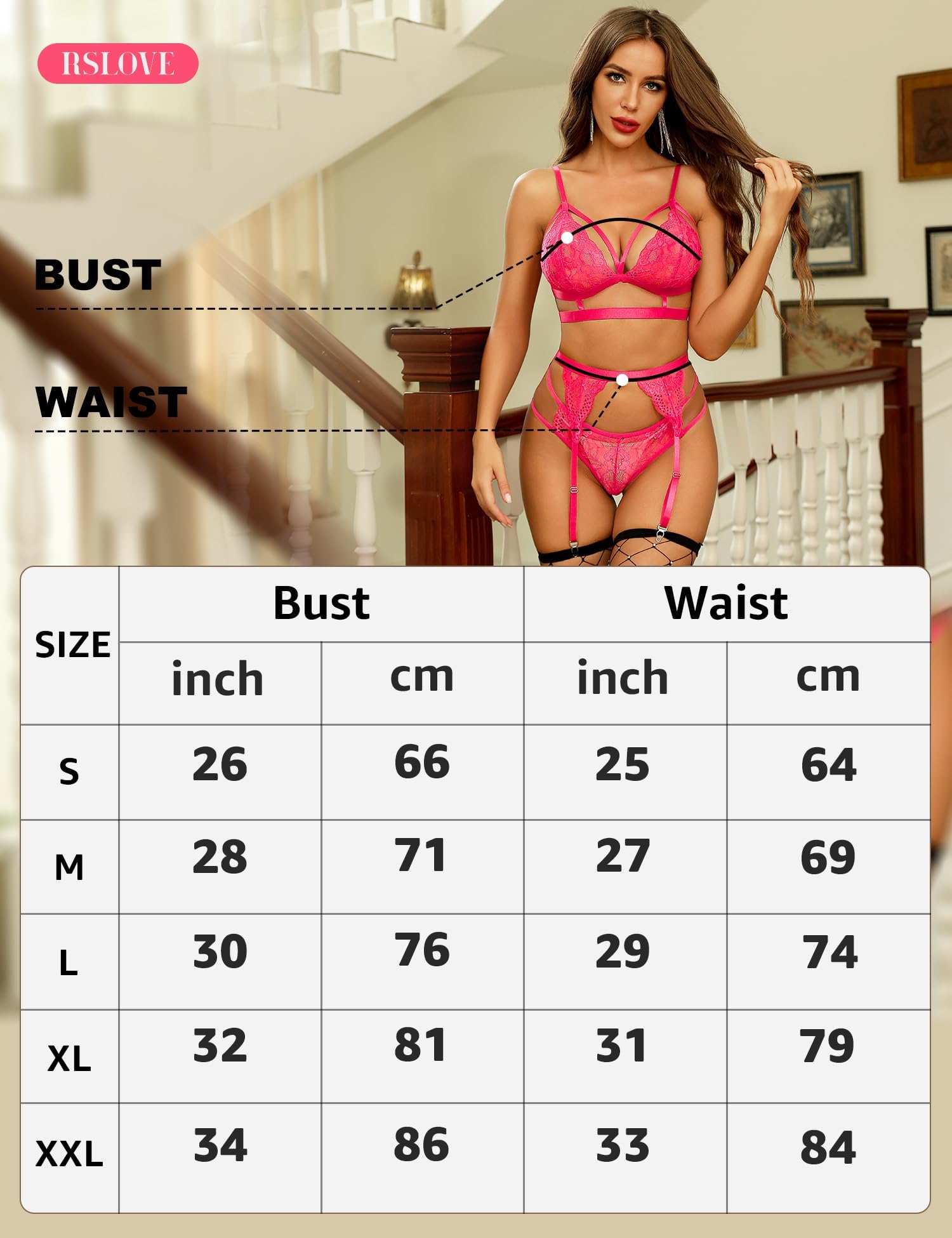ZXLIHS Conjunto de lencería Sexy para Mujer con Sujetador y Bragas de Encaje Floral, 3 Piezas con Liguero
