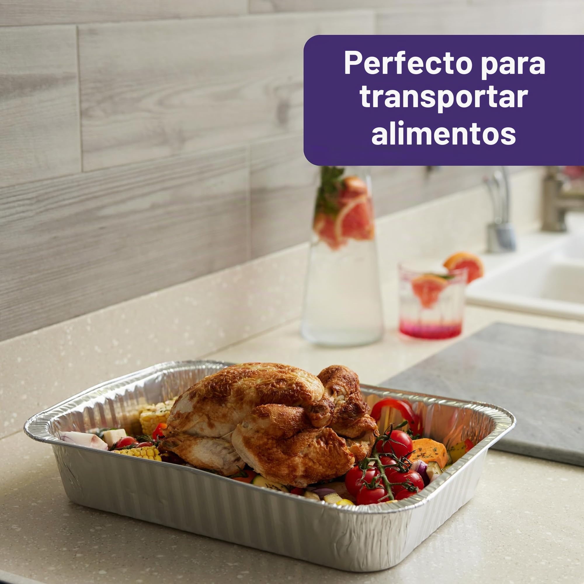 MATANA 25 Bandejas de Aluminio para Horno 37x27 cm (5000 ml) – Bandejas Aluminio Desechables Grandes, Recipientes de Aluminio Resistentes para Hornear, BBQ y Catering