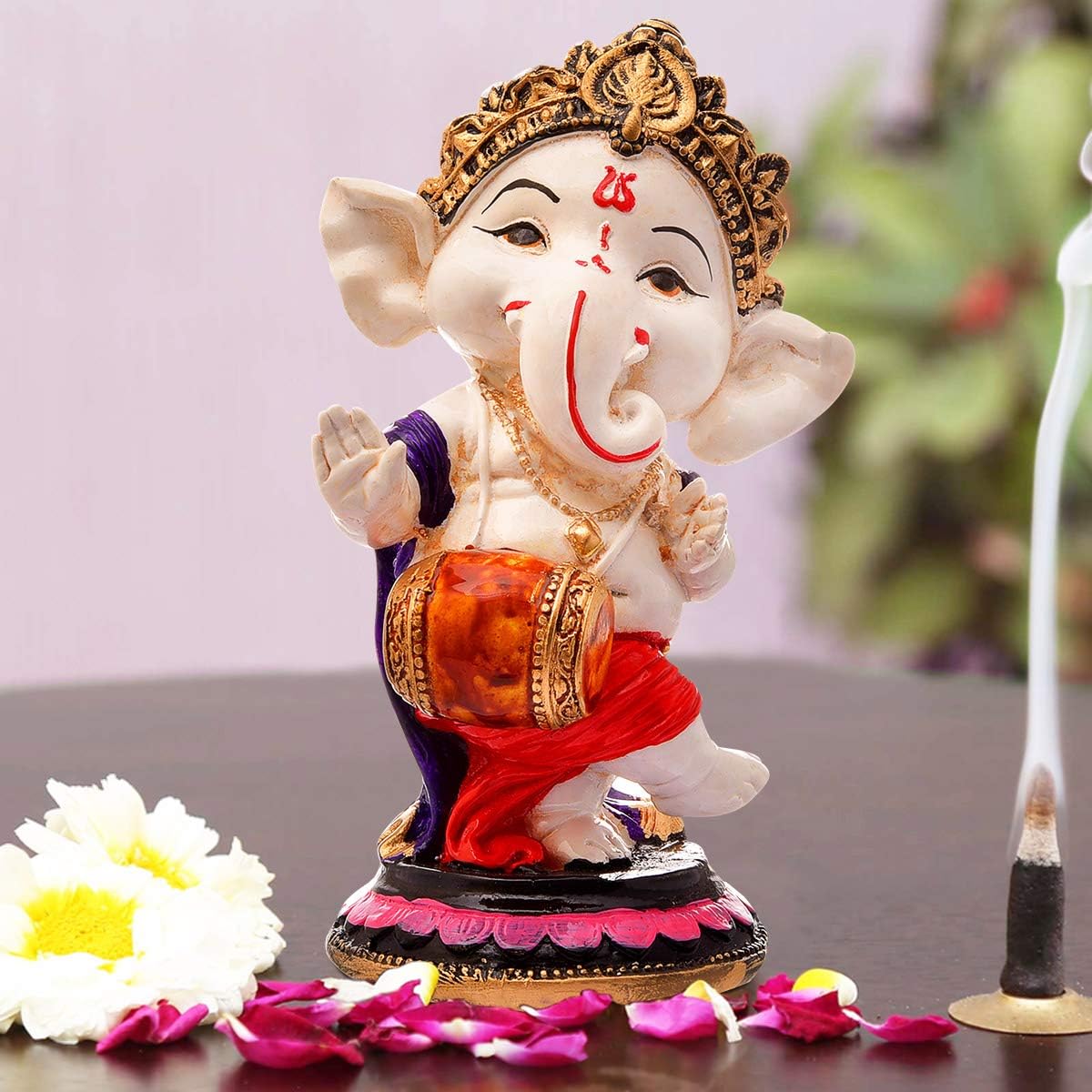 Karigaari India Handcrafted Polyresin Eco Friendly Lord Ganesha Ganpati Idol Figurine | Lord Ganesha Statue for Home Decoration (Multicolor)