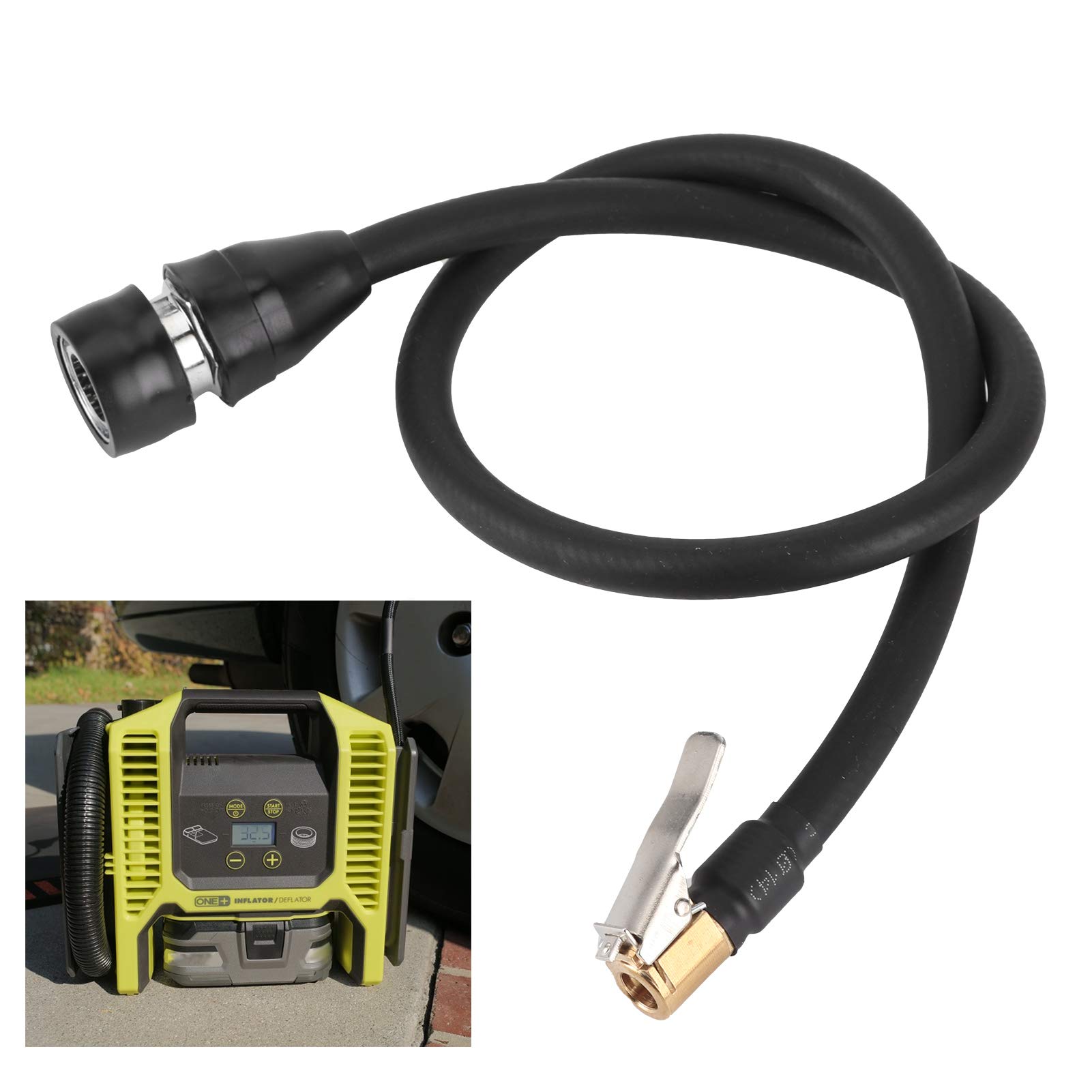 90 Degree Air Chuck Tire Inflator Extension Tube Quick Connect Pump ...