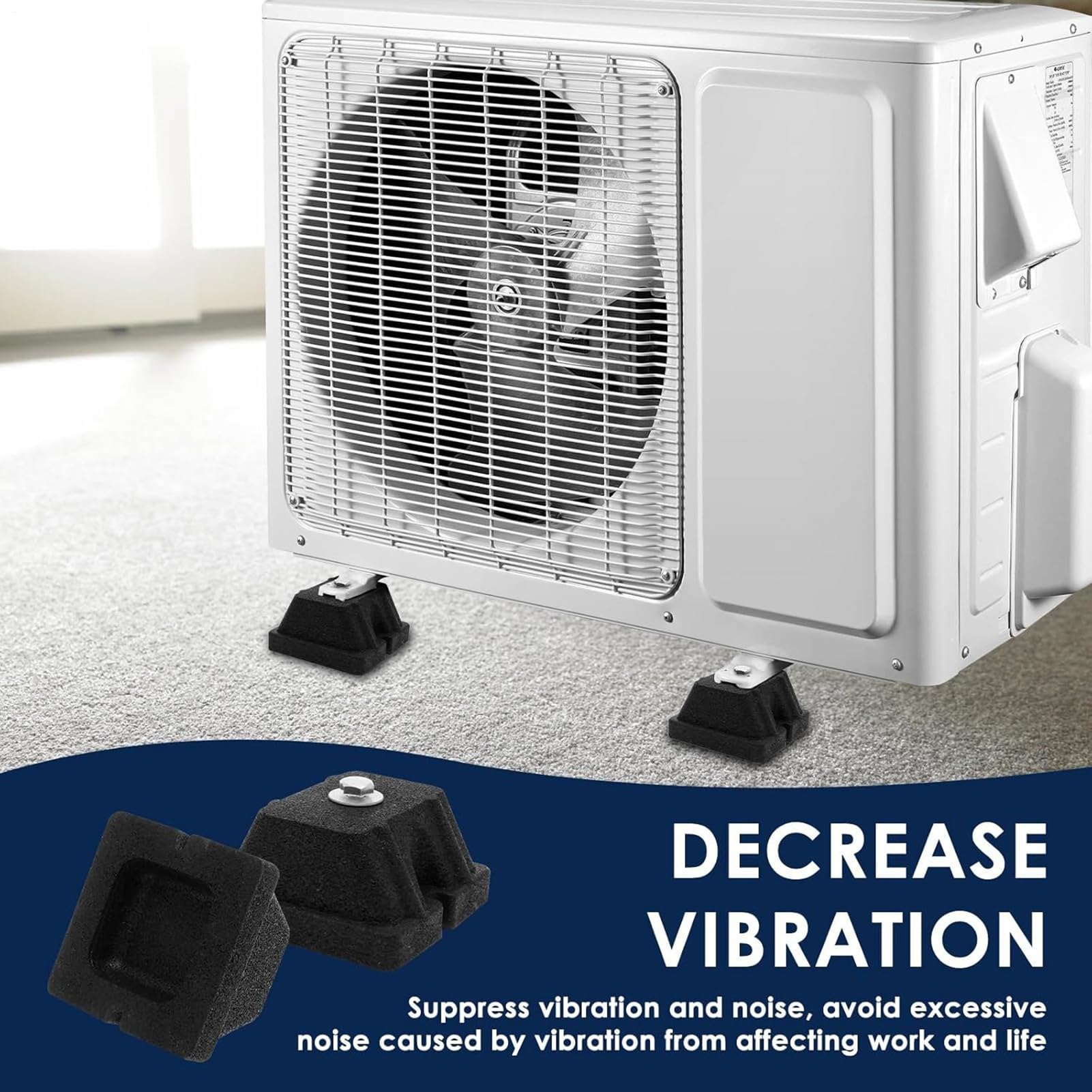 Almohadillas Antivibración Soporte Montaje Aislante Reforzado | 4 Amortiguadores de Goma Antivibración Para Condensadores Exteriores, Bomba De Calor Y Aire