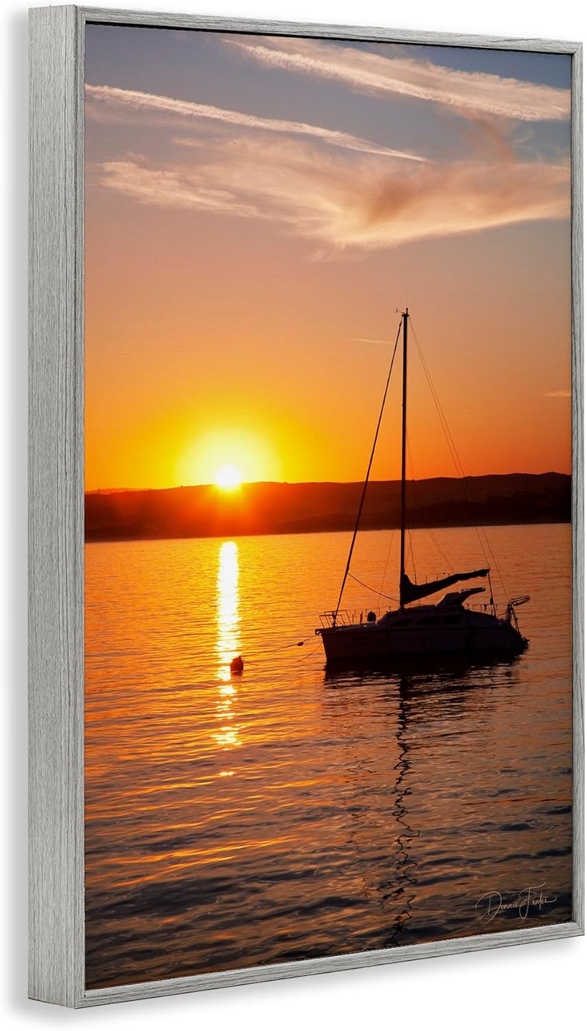 Stupell Industries Boat Ride at Sunset Framed Giclee Art Design by Dennis Frates