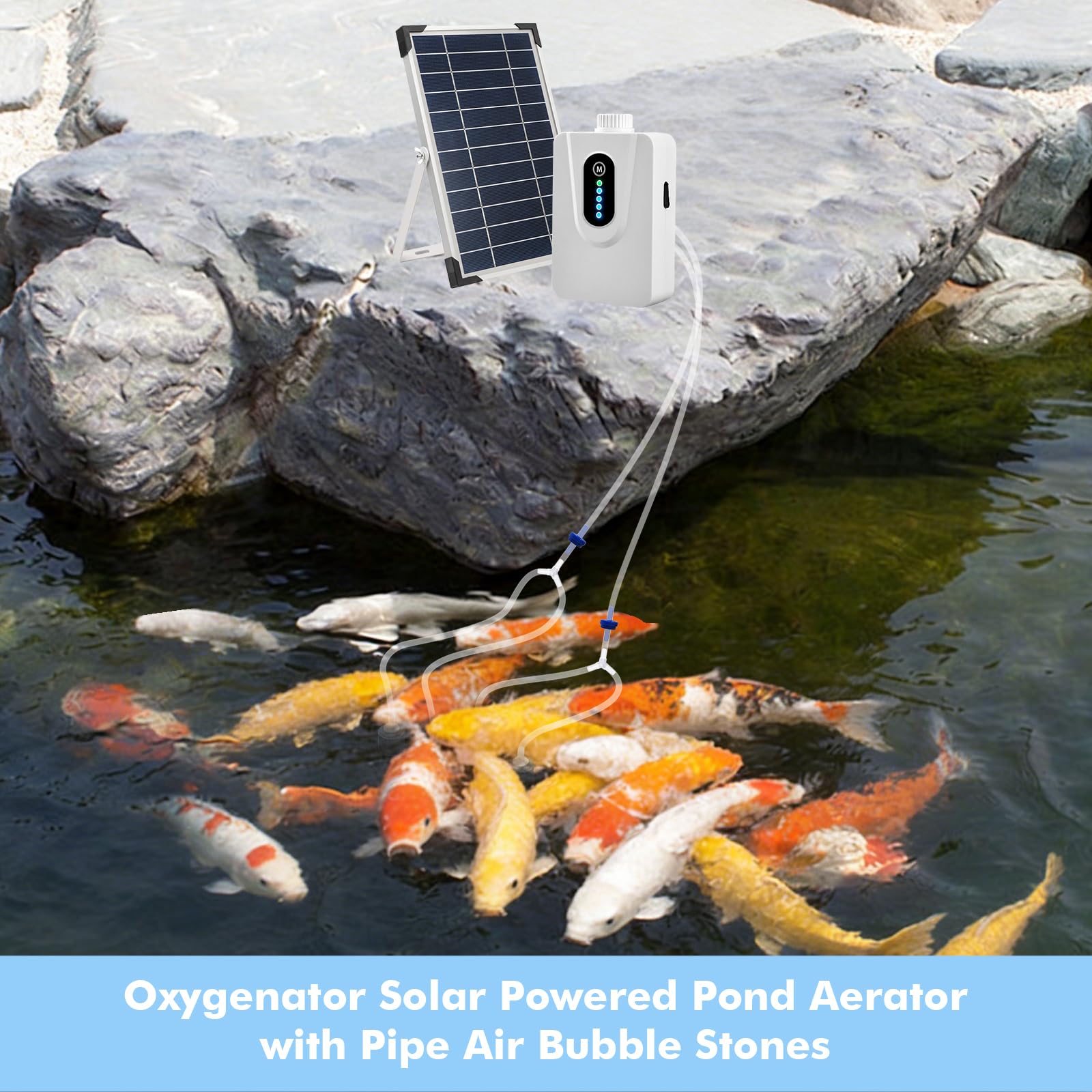Bomba de oxígeno solar, bomba de aire solar, aireador de estanque Sol-AR de 6 W con batería de 6000 mAh, carga solar disponible y carga USB, oxigenador de acuario, aireador de pesca para estanque de