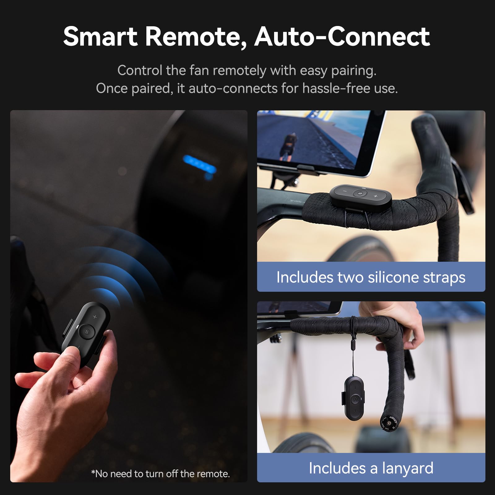 CYCPLUS Inteligentny Wentylator Indoor z Silnikiem BLDC, Podwójna Podstawa | 5 Trybów Prędkości, Wiatr do 50 km/h, Niski Hałas, Pilot Zdalnego Sterowania, Aplikacja CYCPLUS, Bluetooth/ANT+