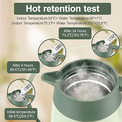 Miniatura 3 de Jarra térmica de café de 68 onzas de acero inoxidable con aislamiento al vacío, dispensador térmico de bebidas de doble pared, termo aislado al