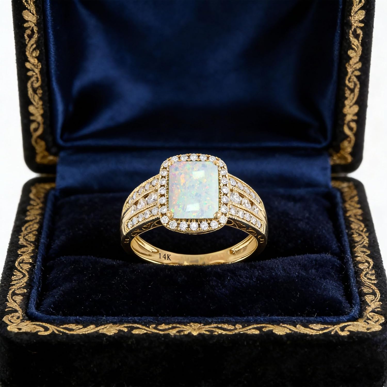10K 14K 18K Gold 2 Carat Emerald Cut Gemstone Rings for Women with Moissanites/Diamonds Emerald Gemstone Engagement Anniversary Ring Size 3-16