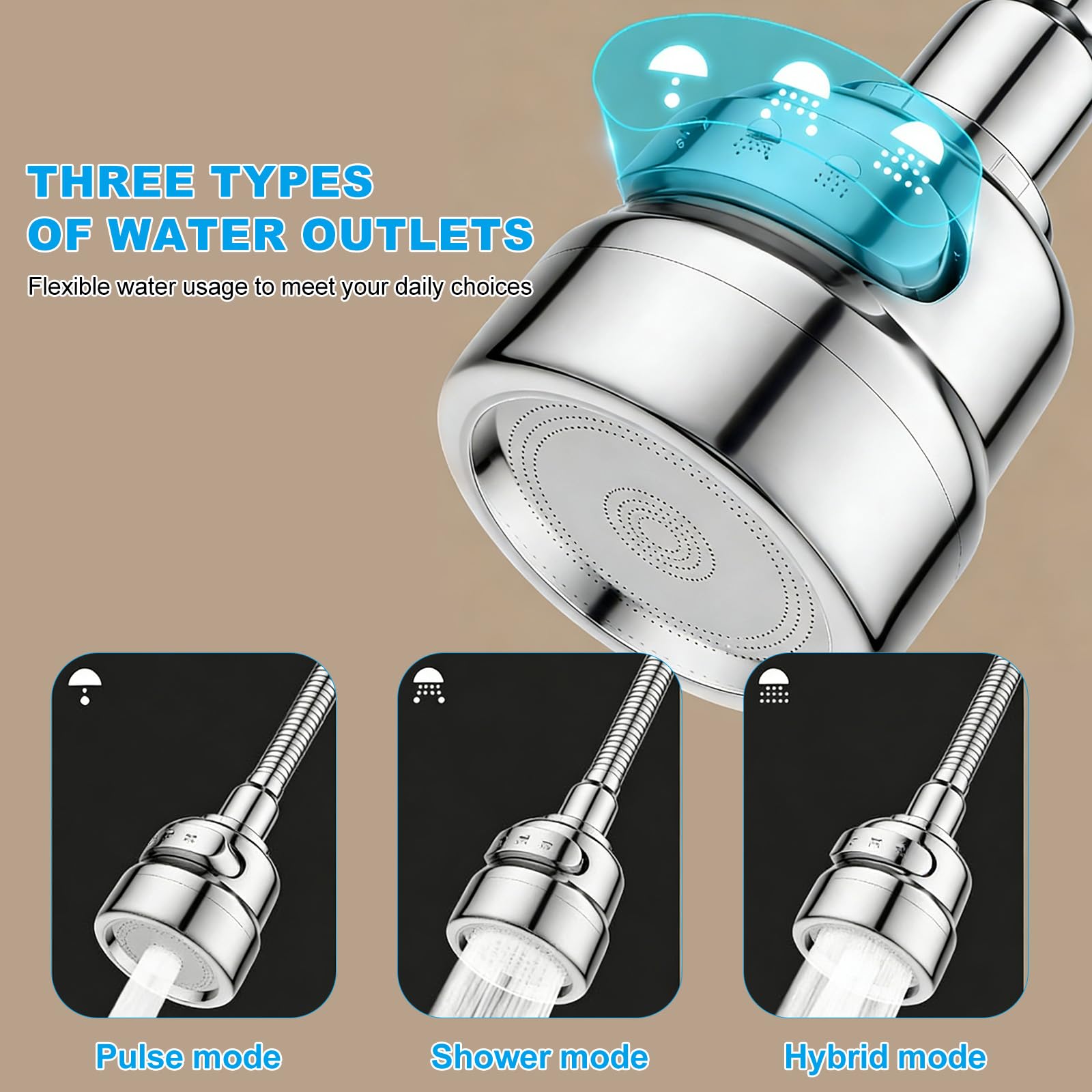 Prolunga Rubinetto Cucina, Aeratore Rubinetto Bagno, Ugello Per Rubinetto, Rotazione A 360 Gradi, Tubo Direzionale Lungo 35 Cm + Distributore + Adattatore