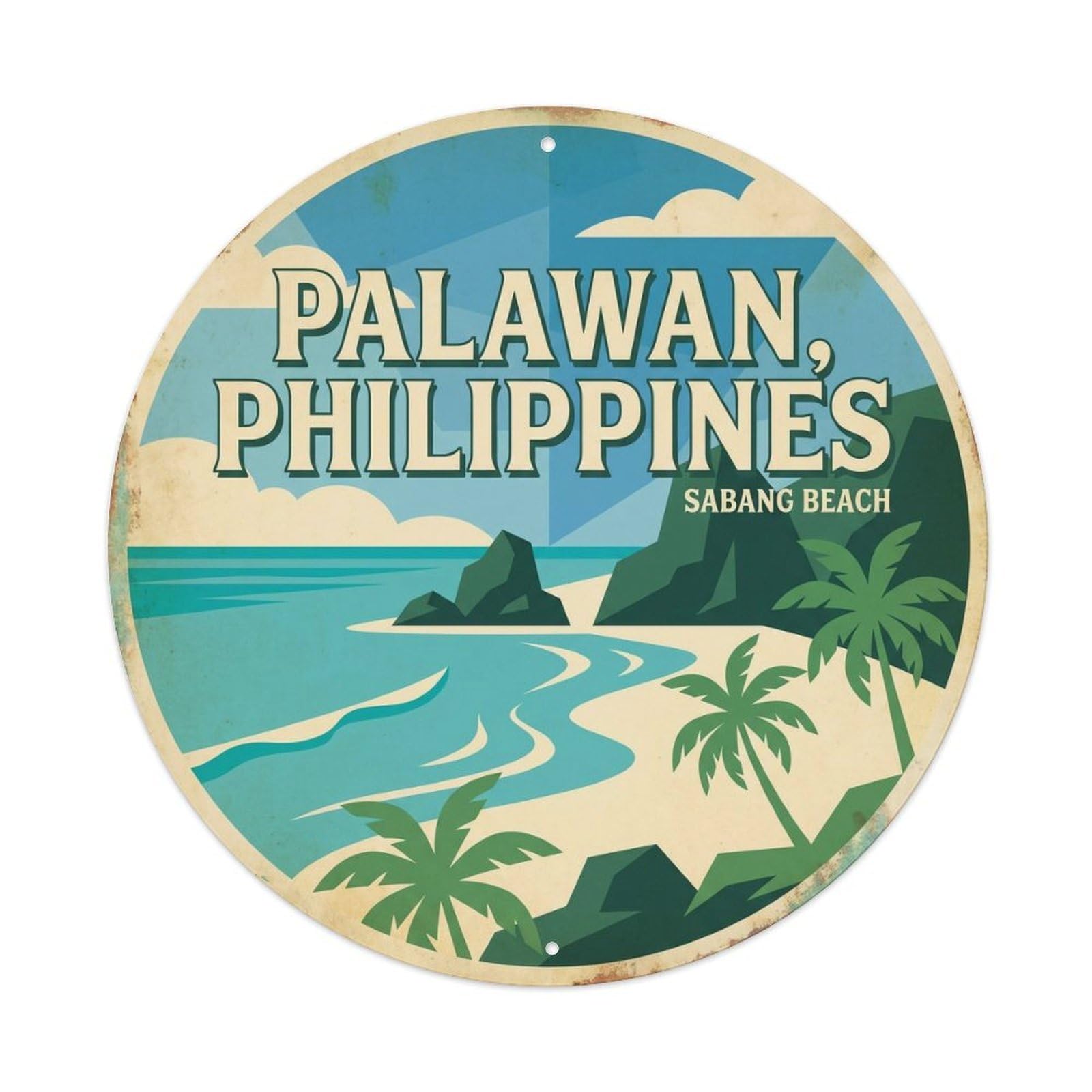 Sabang Beach Palawan Island Lagoon Coastal Bay Metal Tin Sign