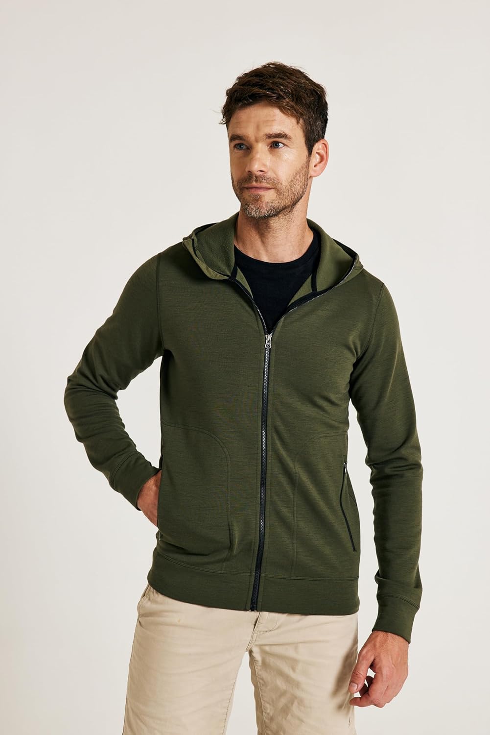 Merino Wool Jacket Men's Zip Up Hoodie Coat Long Sleeve Hooded Sweatshirt for Hiking,Hunting,Cycling,Sports - Image 4