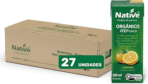 Pack Suco de Laranja Orgânico Native - Caixa com 27 unidades de 200ml