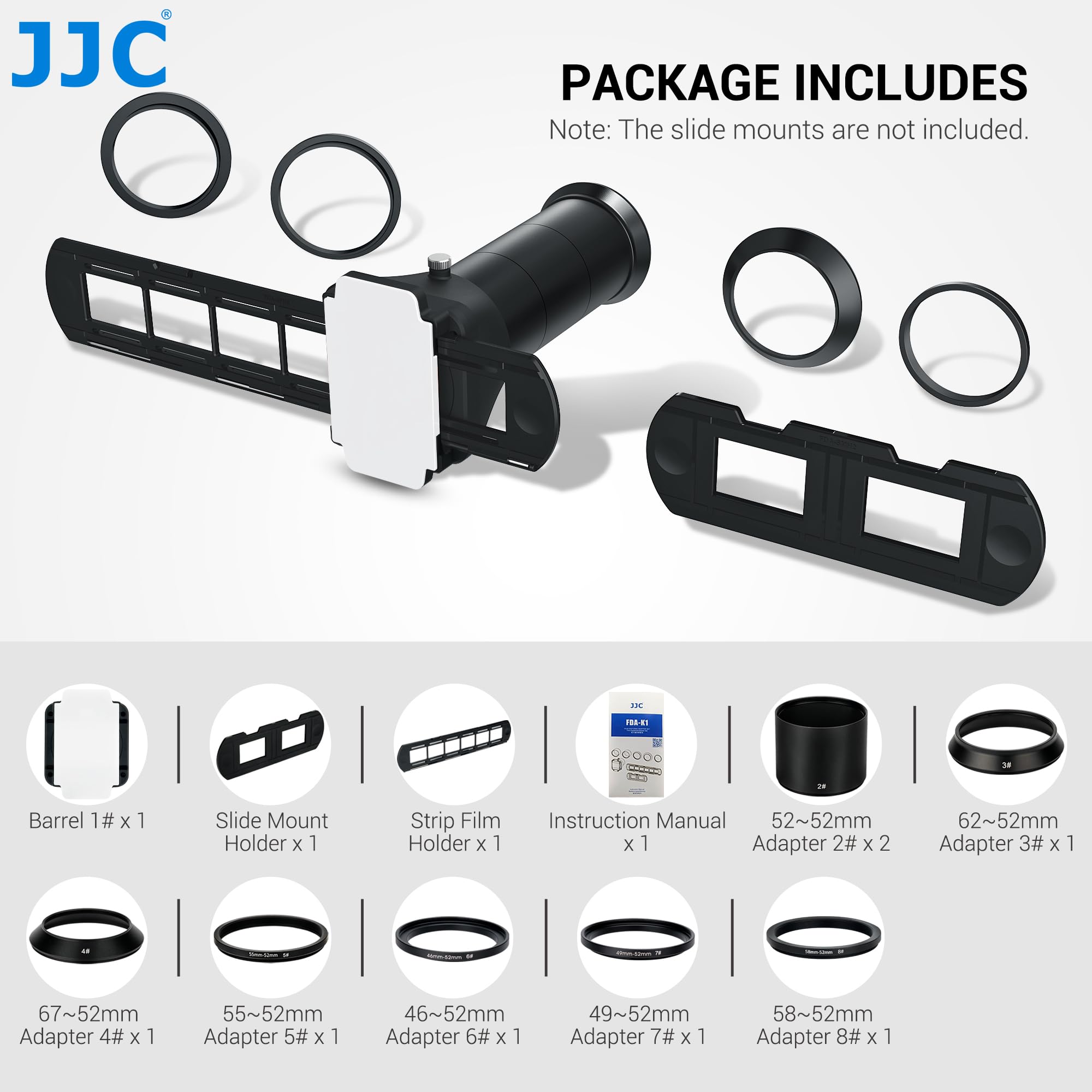 JJC Slide & Film Scanner with DSLR Lens Adapter for Negative Copy