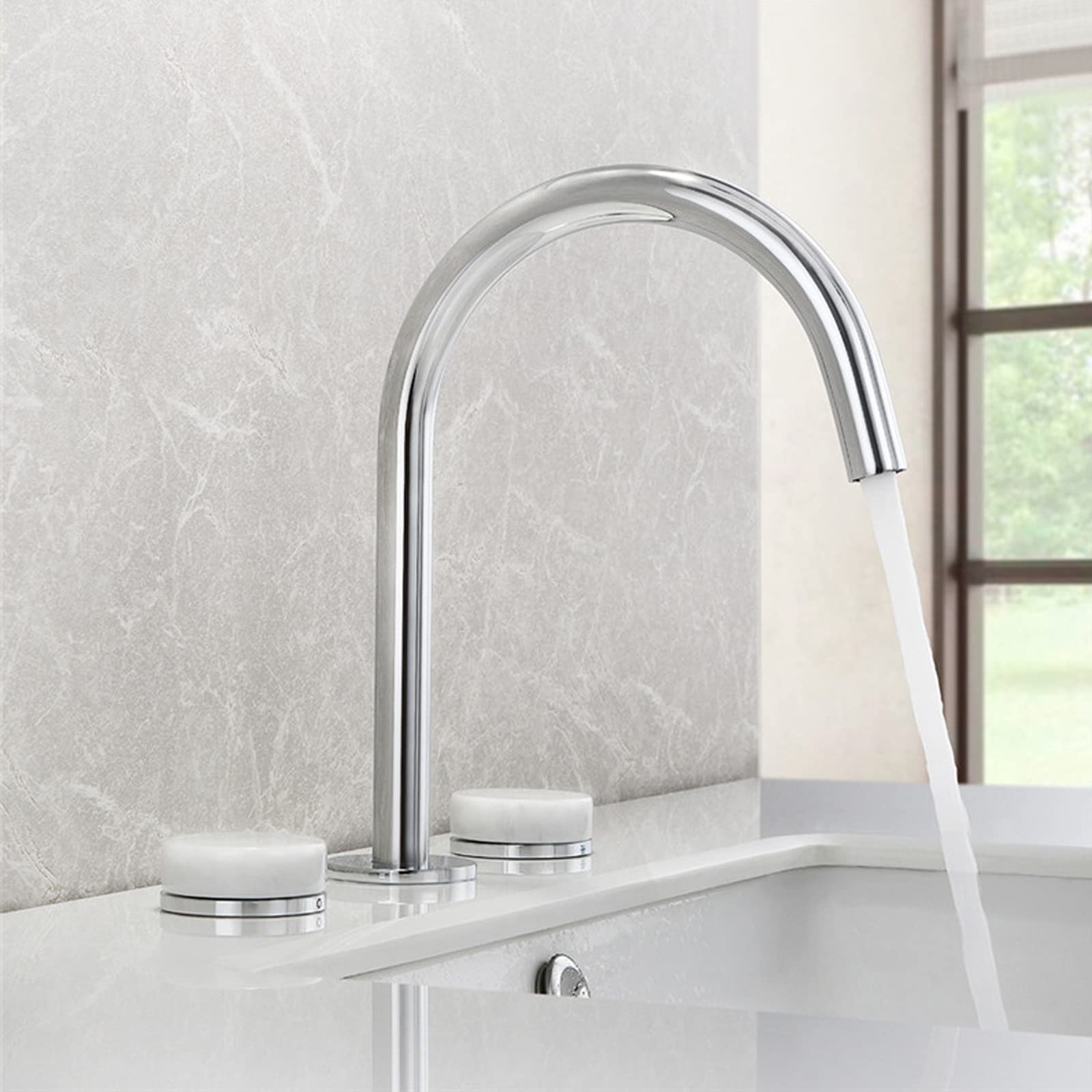 Robinet de lavabo orientable en laiton rose à double commande précise - 6