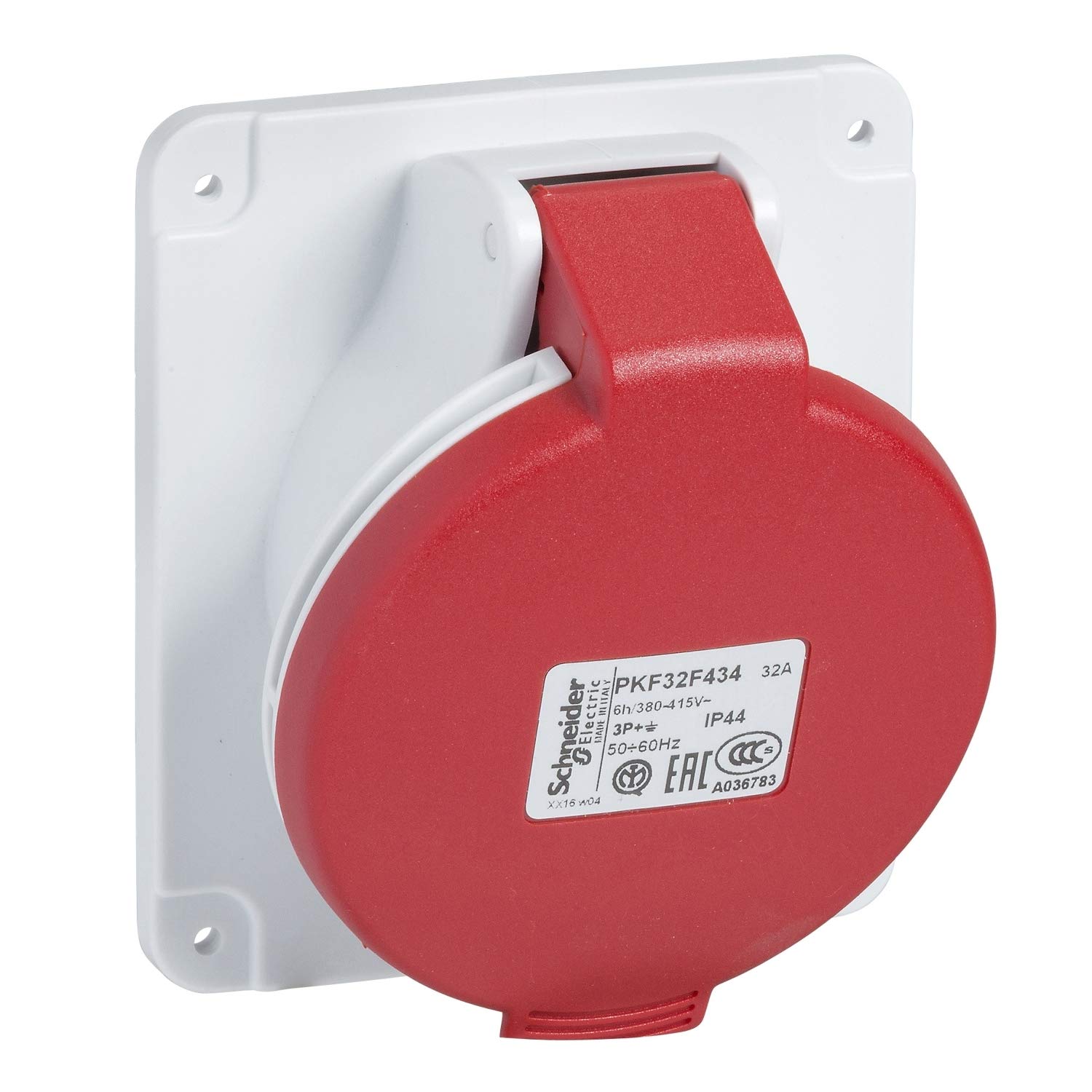 Schneider Electric PKF32F435 Panel Socket Angled Pk Pratika Screw 32A, White
